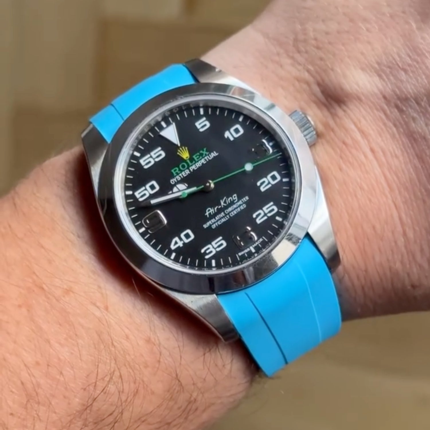 Kautschukarmband für Rolex Air - King 126900/116900 – Hell Blau - Helvetus DE