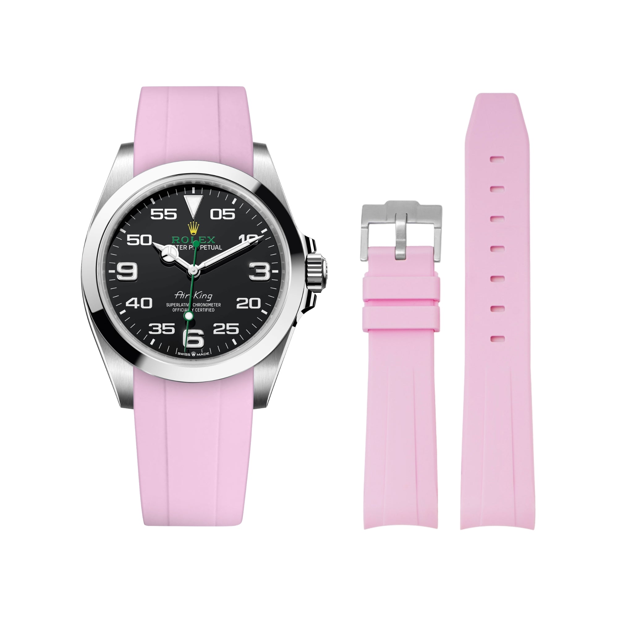 Kautschukarmband für Rolex Air - King 126900/116900 – Pink - Helvetus DE