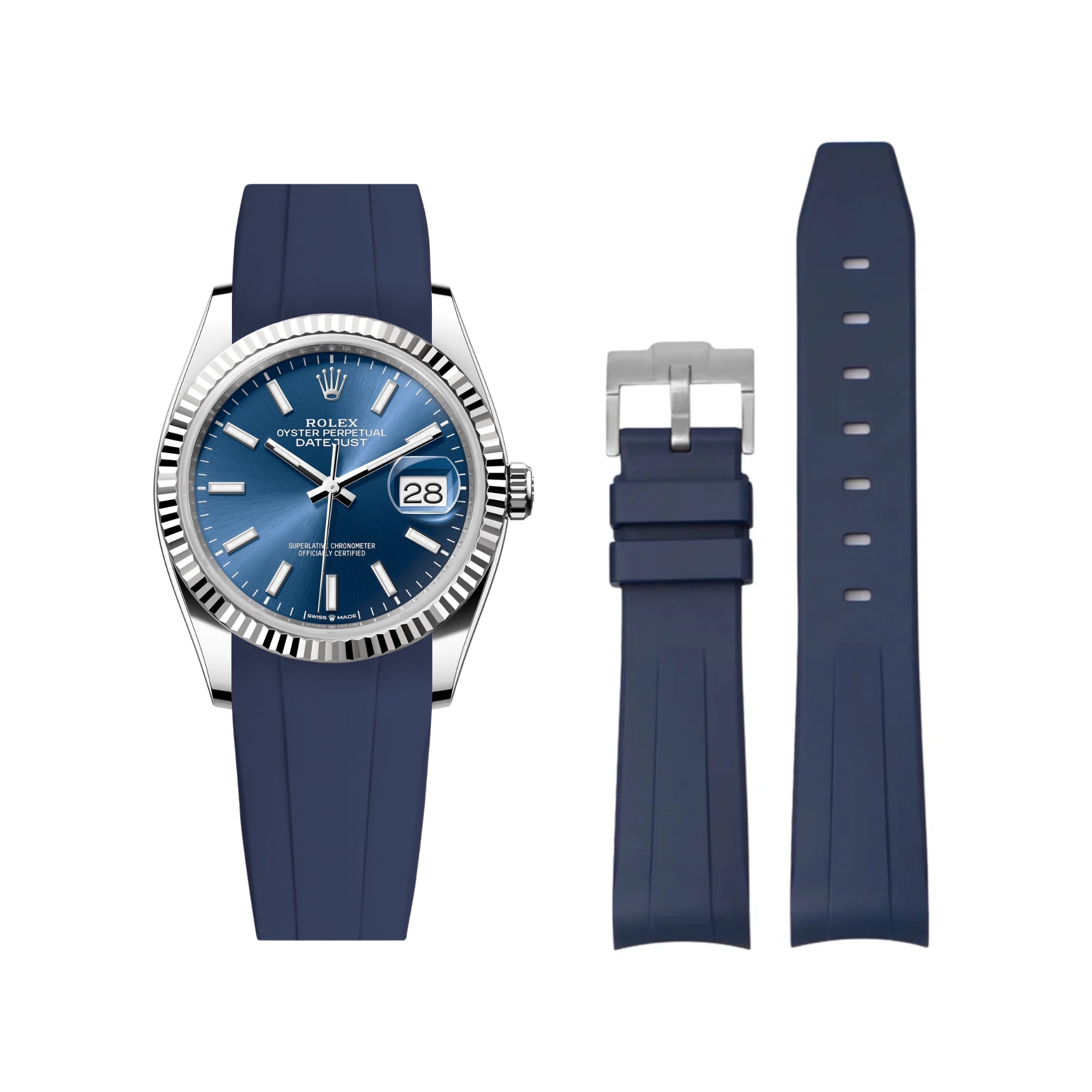 Kautschukarmband für Rolex Datejust 36 – dunkel Blau - Helvetus DE