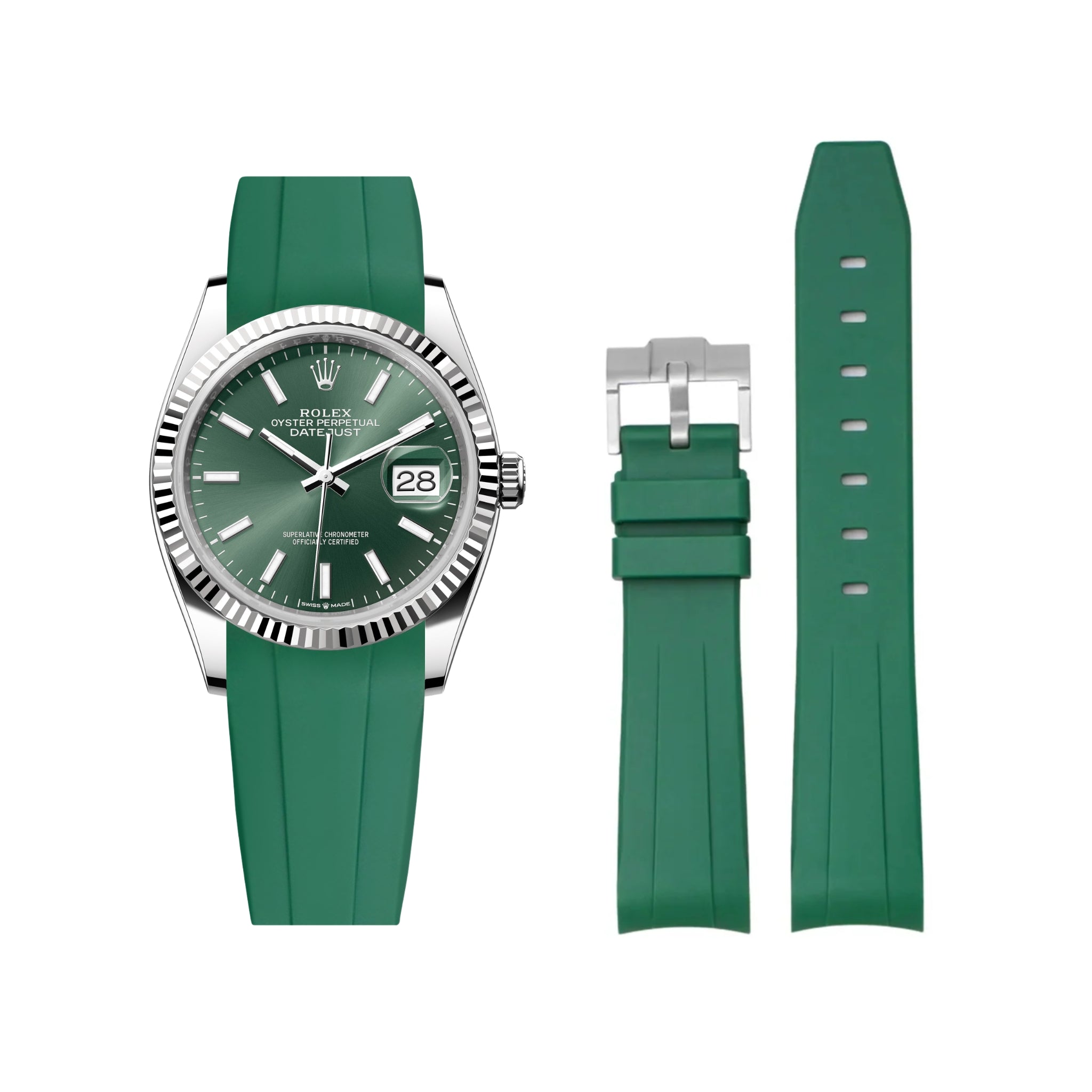 Kautschukarmband für Rolex Datejust 36 – Grün - Helvetus DE