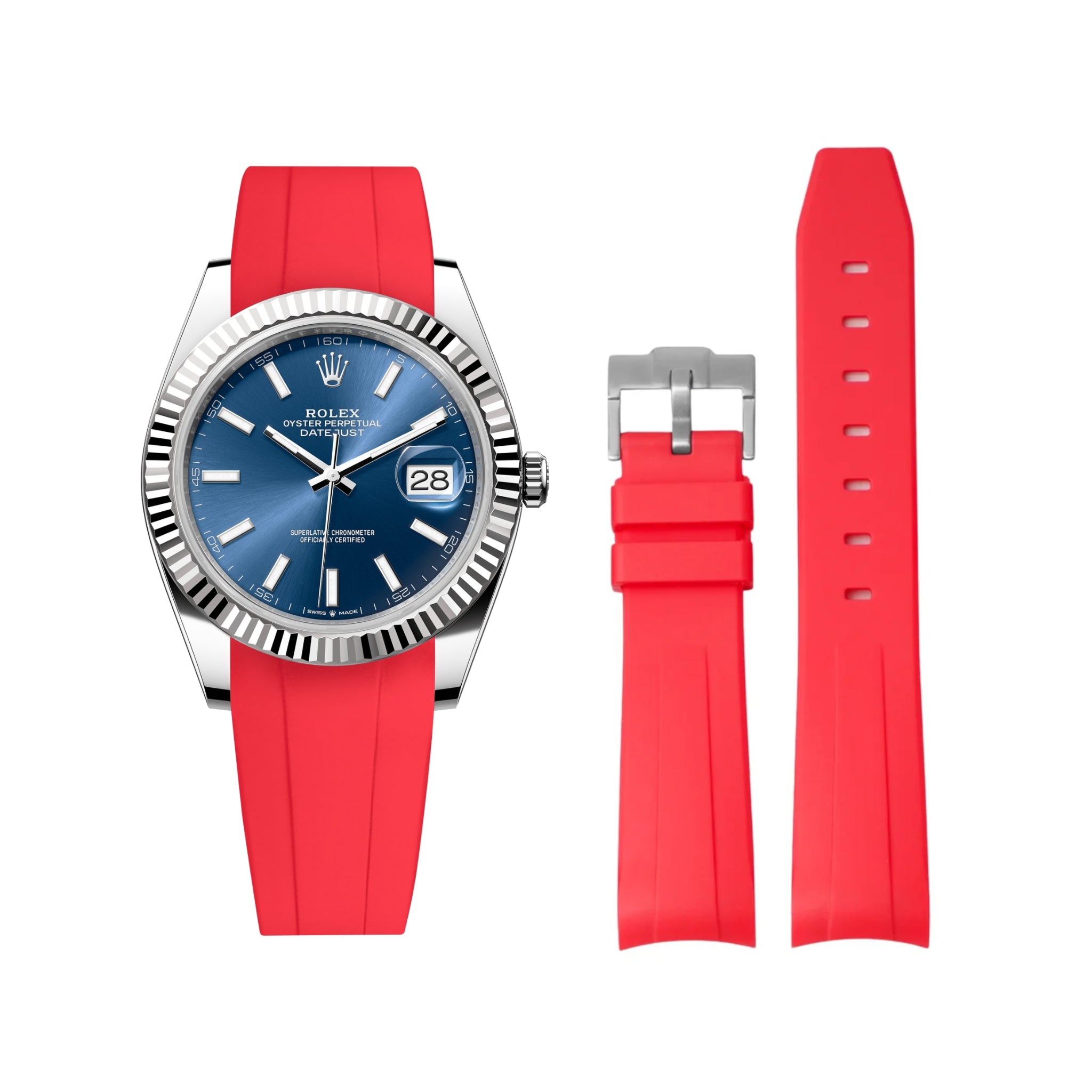 Kautschukarmband für Rolex Datejust 41mm – Rot - Helvetus DE