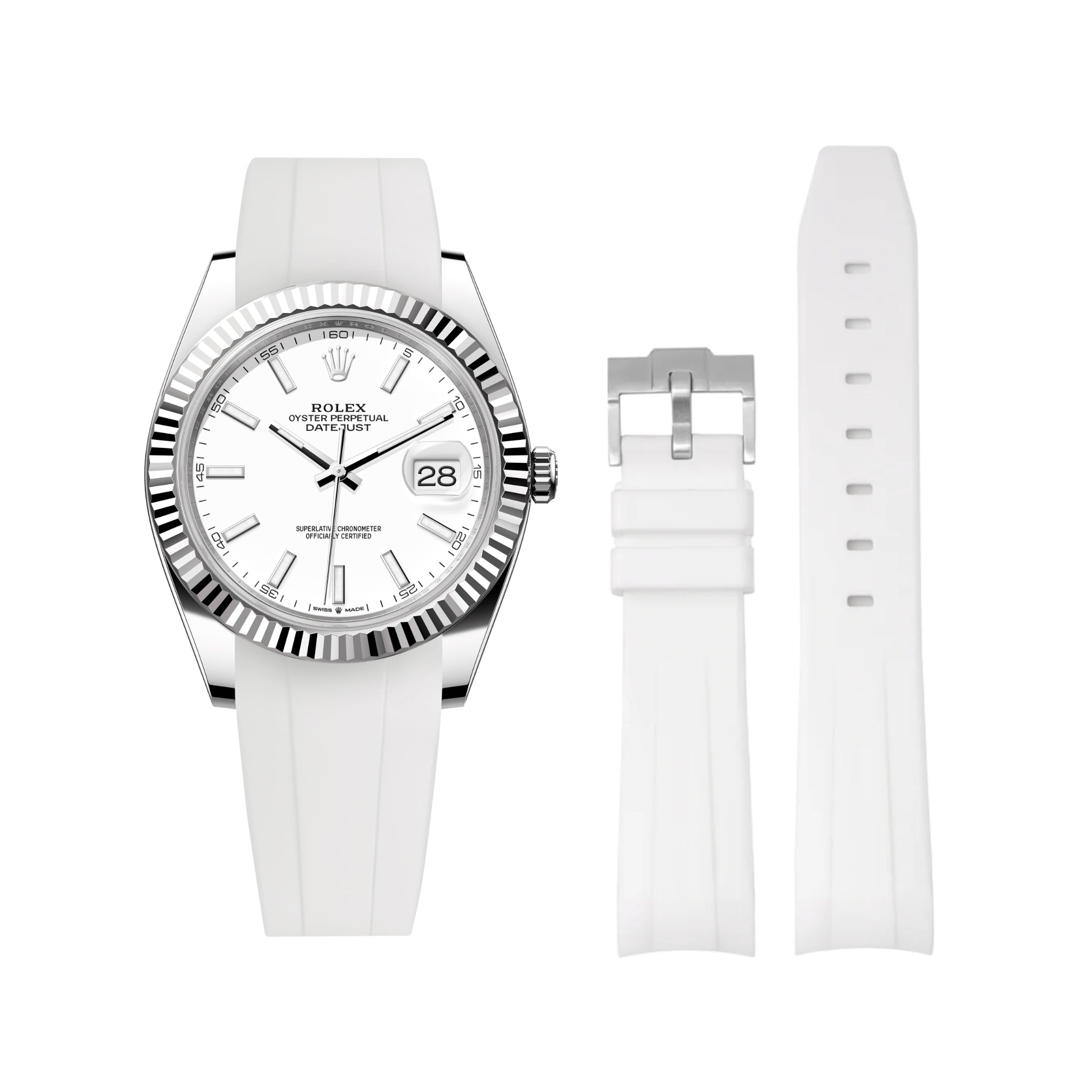 Kautschukarmband für Rolex Datejust 41mm – Weiss - Helvetus DE