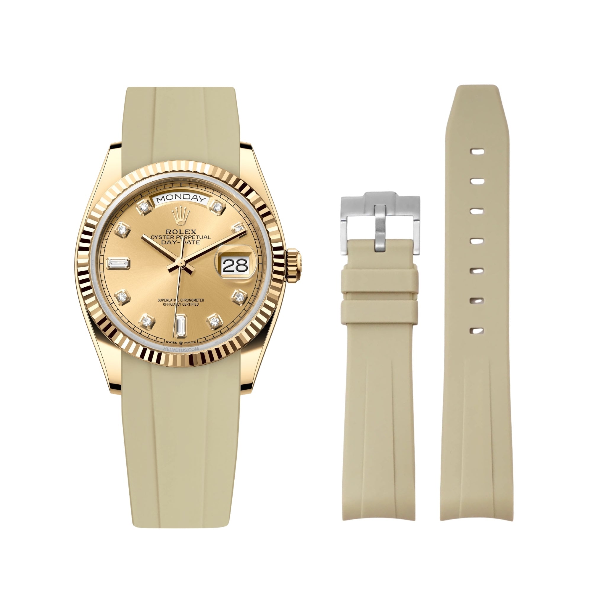 Kautschukarmband für Rolex Day - Date 36mm – Beige - Helvetus DE