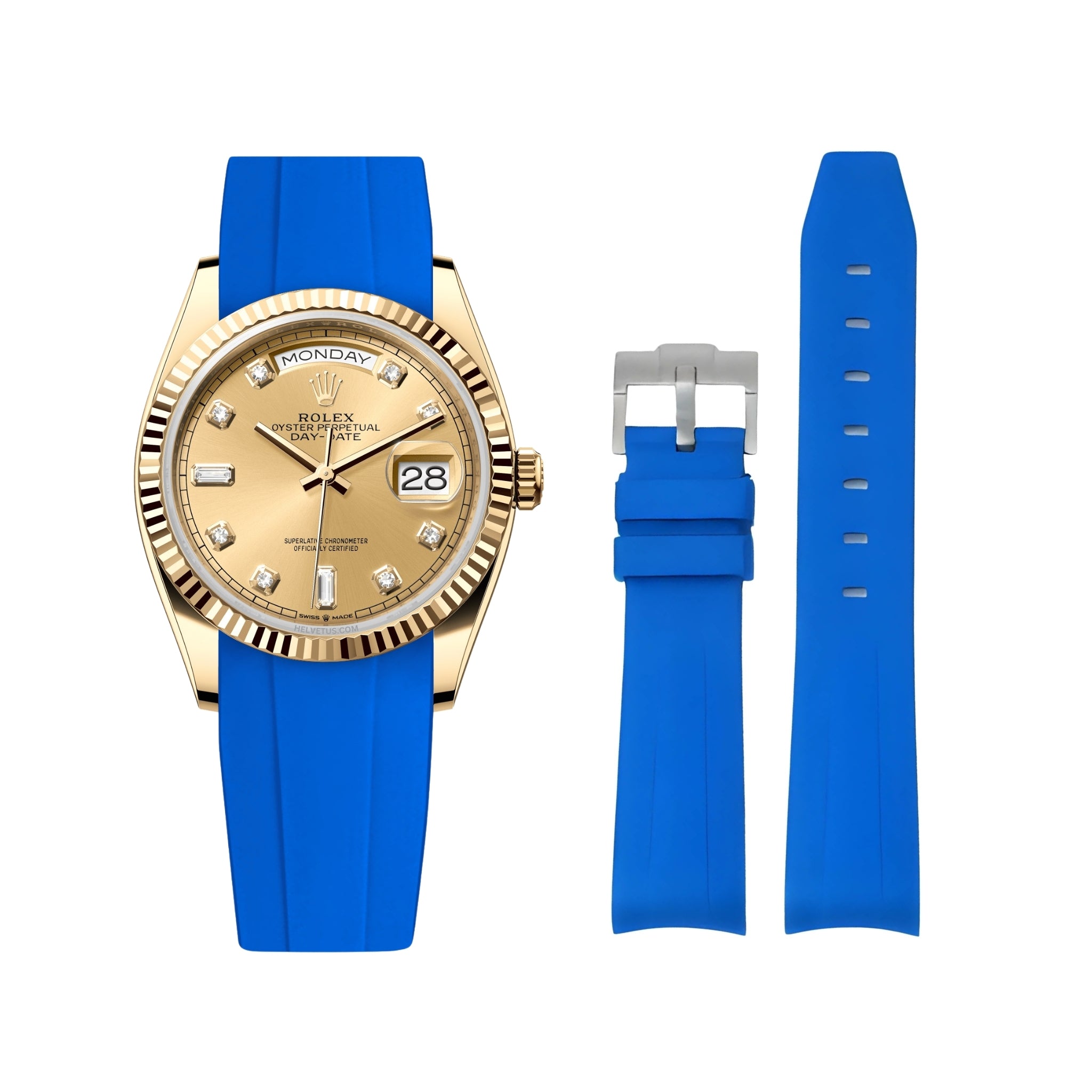 Kautschukarmband für Rolex Day - Date 36mm – Blau - Helvetus DE
