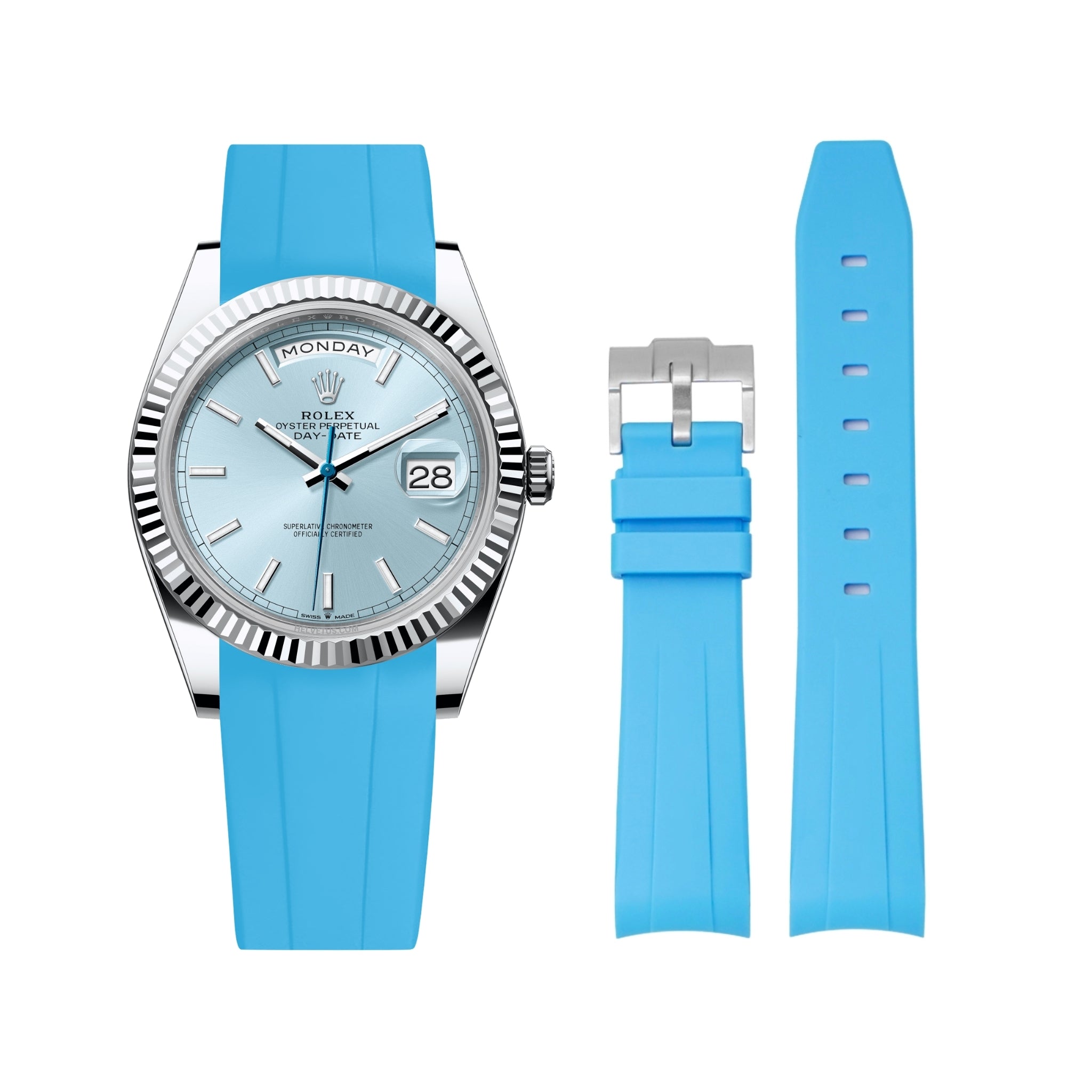 Kautschukarmband für Rolex Day - Date 40mm – Hell Blau - Helvetus DE