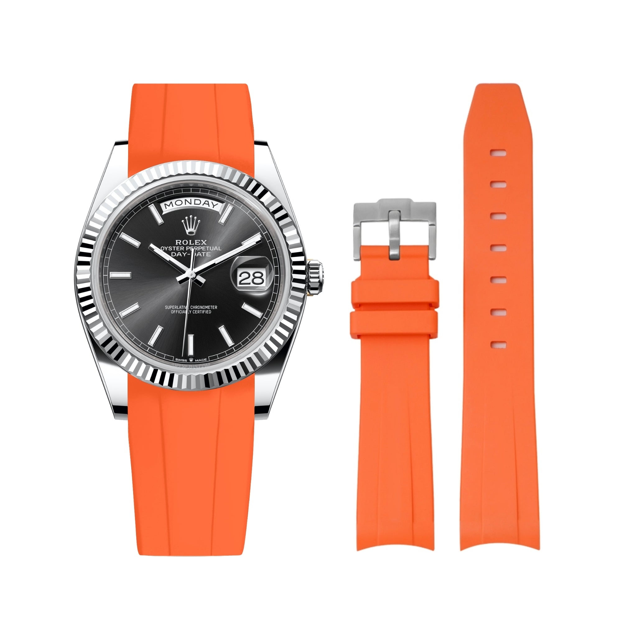 Kautschukarmband für Rolex Day - Date 40mm – Orange - Helvetus DE