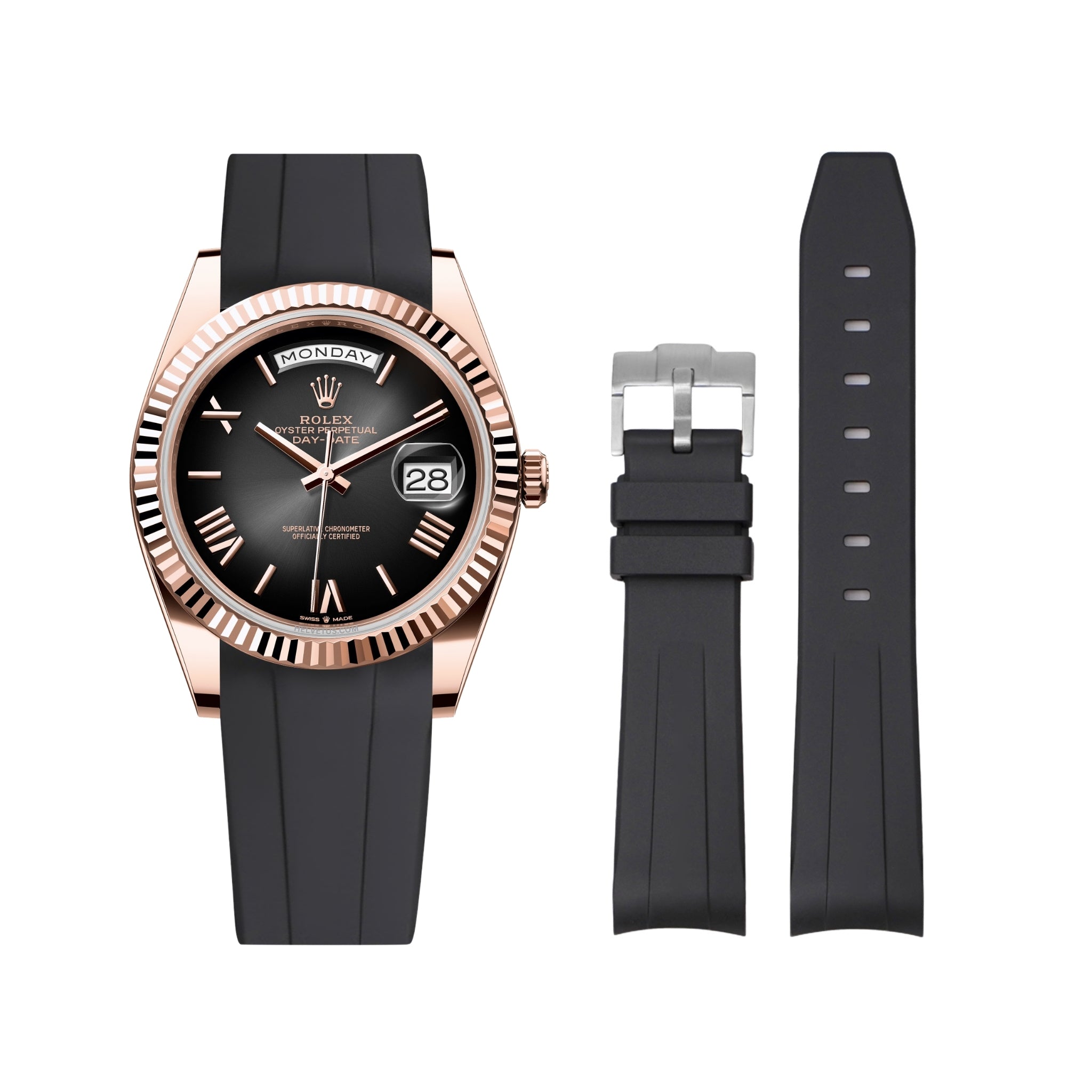 Kautschukarmband für Rolex Day - Date 40mm – Schwarz - Helvetus DE