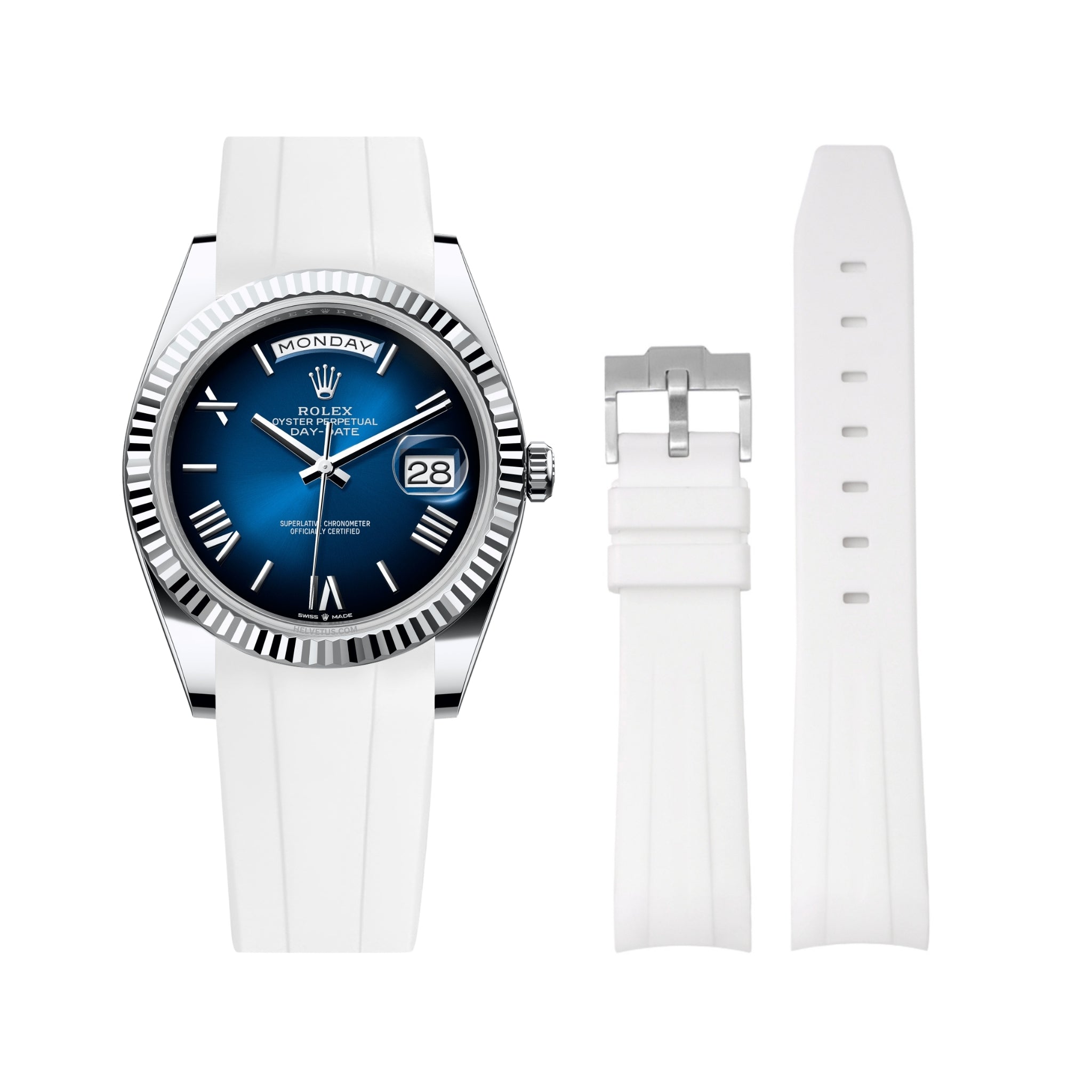 Kautschukarmband für Rolex Day - Date 40mm – Weiss - Helvetus DE