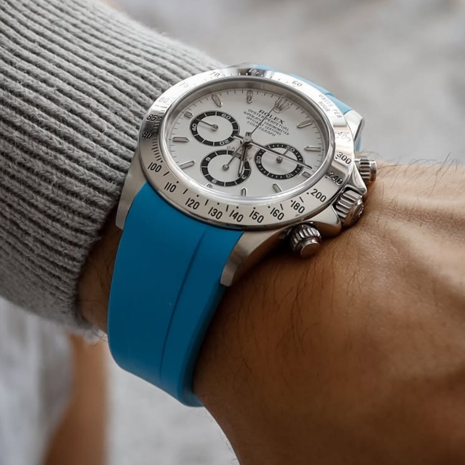 Kautschukarmband – für Rolex Daytona – Hell Blau - Helvetus DE