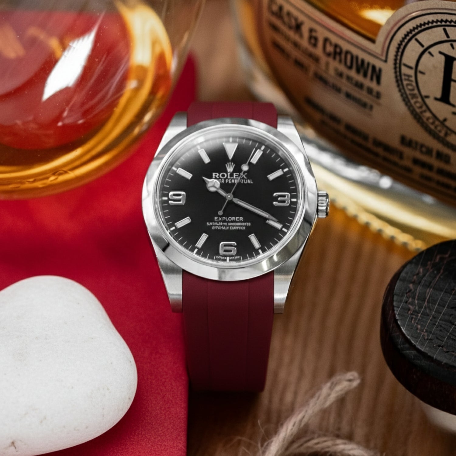 Kautschukarmband für Rolex Explorer I – Bordeaux - Helvetus DE