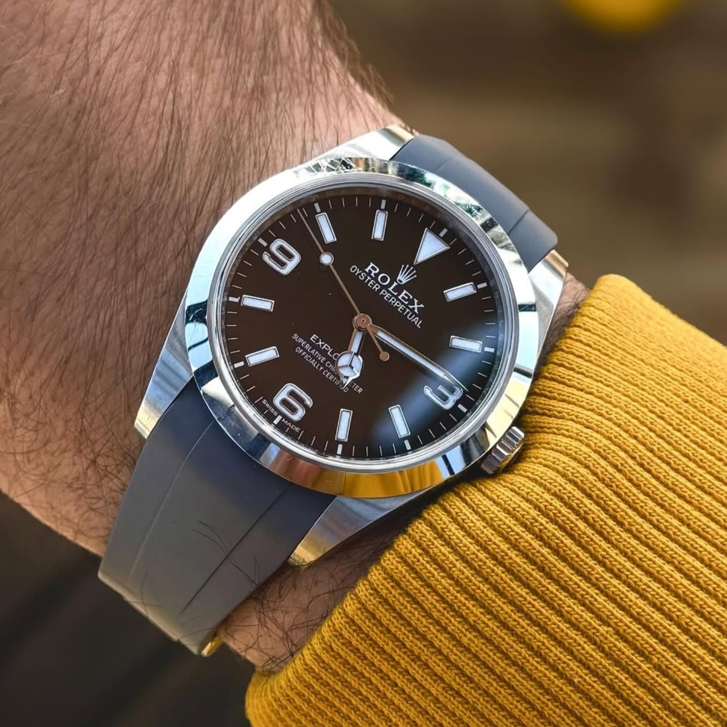 Kautschukarmband für Rolex Explorer I – Grau - Helvetus DE