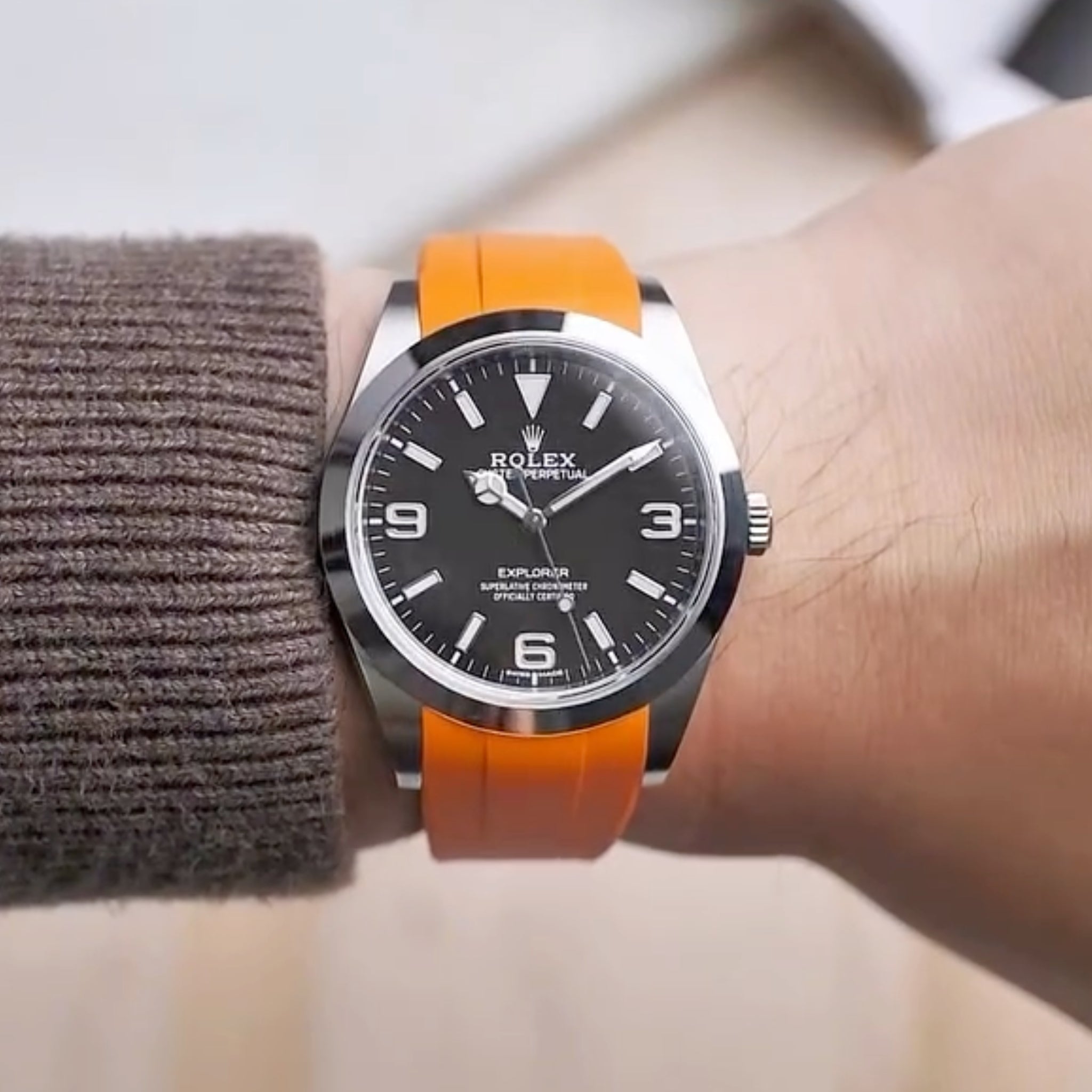 Kautschukarmband für Rolex Explorer I – Orange - Helvetus DE
