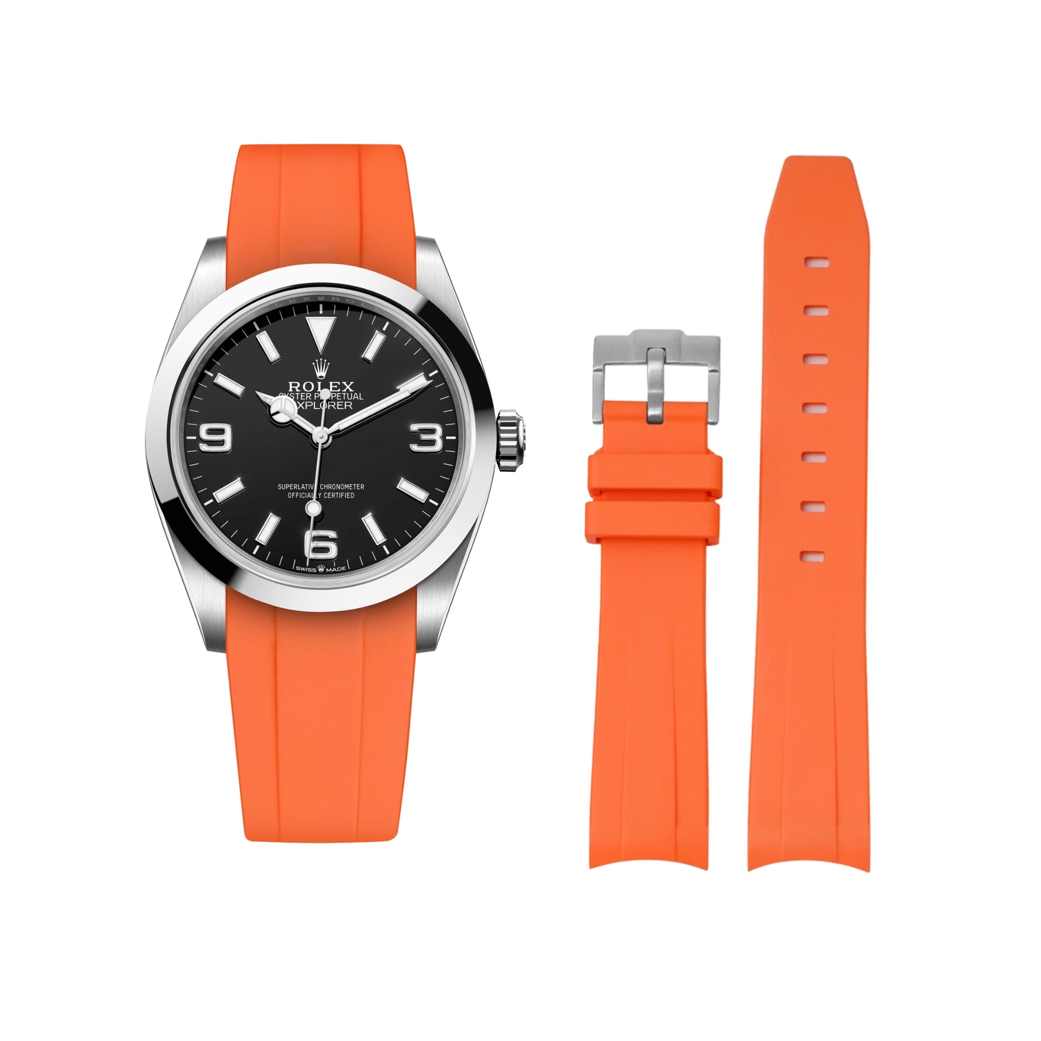 Kautschukarmband für Rolex Explorer I – Orange - Helvetus DE