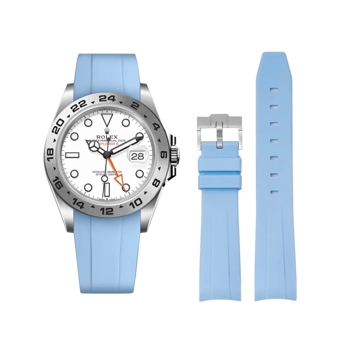 Kautschukarmband für Rolex Explorer II – Baby Blau - Helvetus DE