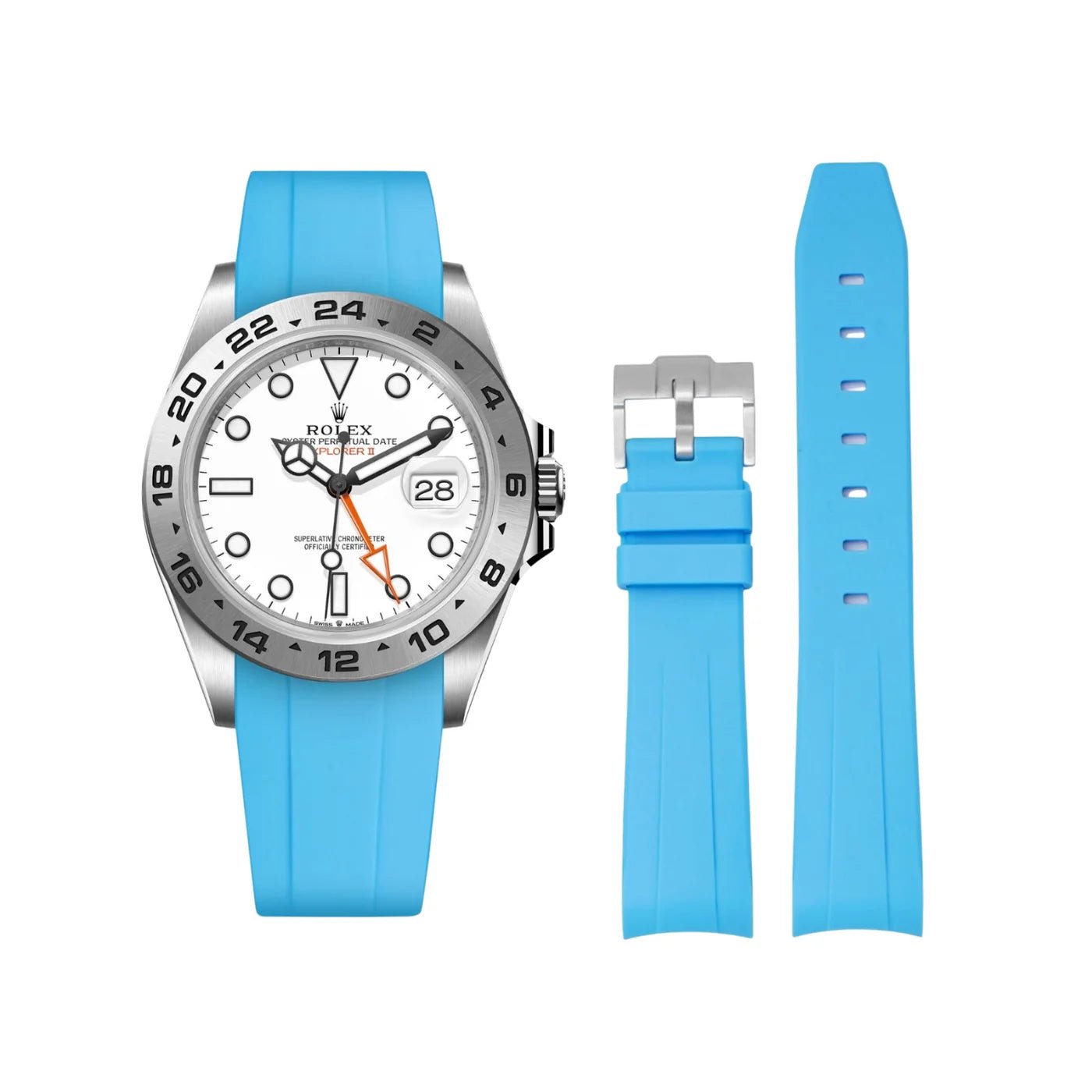 Kautschukarmband für Rolex Explorer II – Hell Blau - Helvetus DE