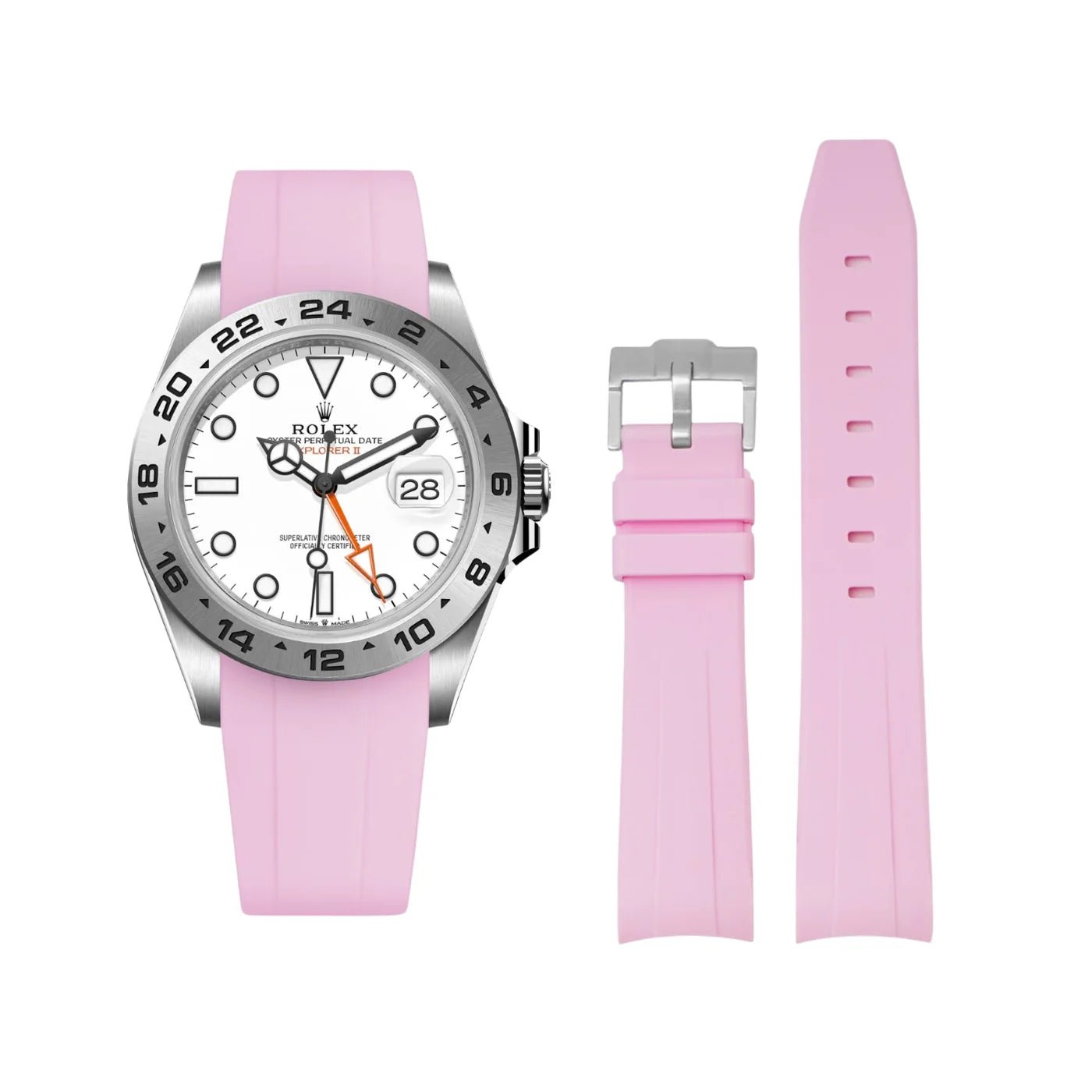 Kautschukarmband für Rolex Explorer II – Pink - Helvetus DE