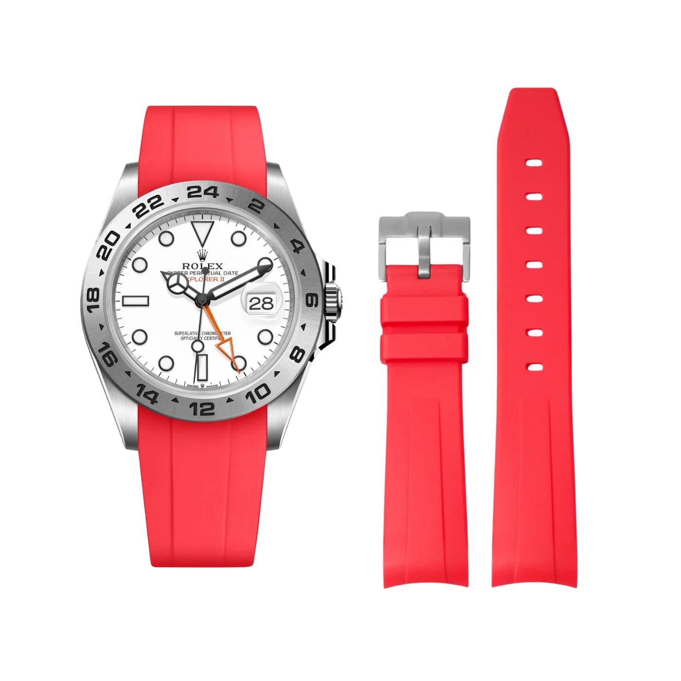 Kautschukarmband für Rolex Explorer II – Rot - Helvetus DE