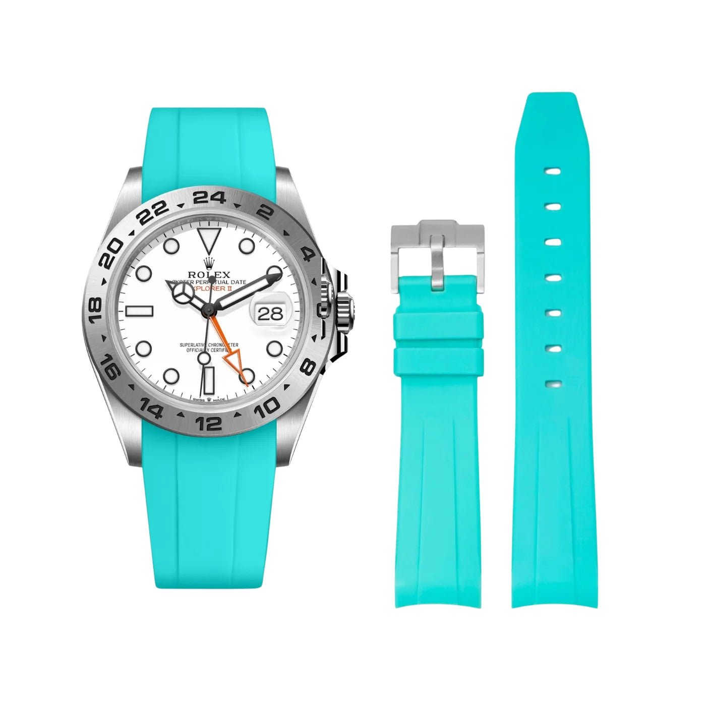 Kautschukarmband für Rolex Explorer II – Türkis - Helvetus DE