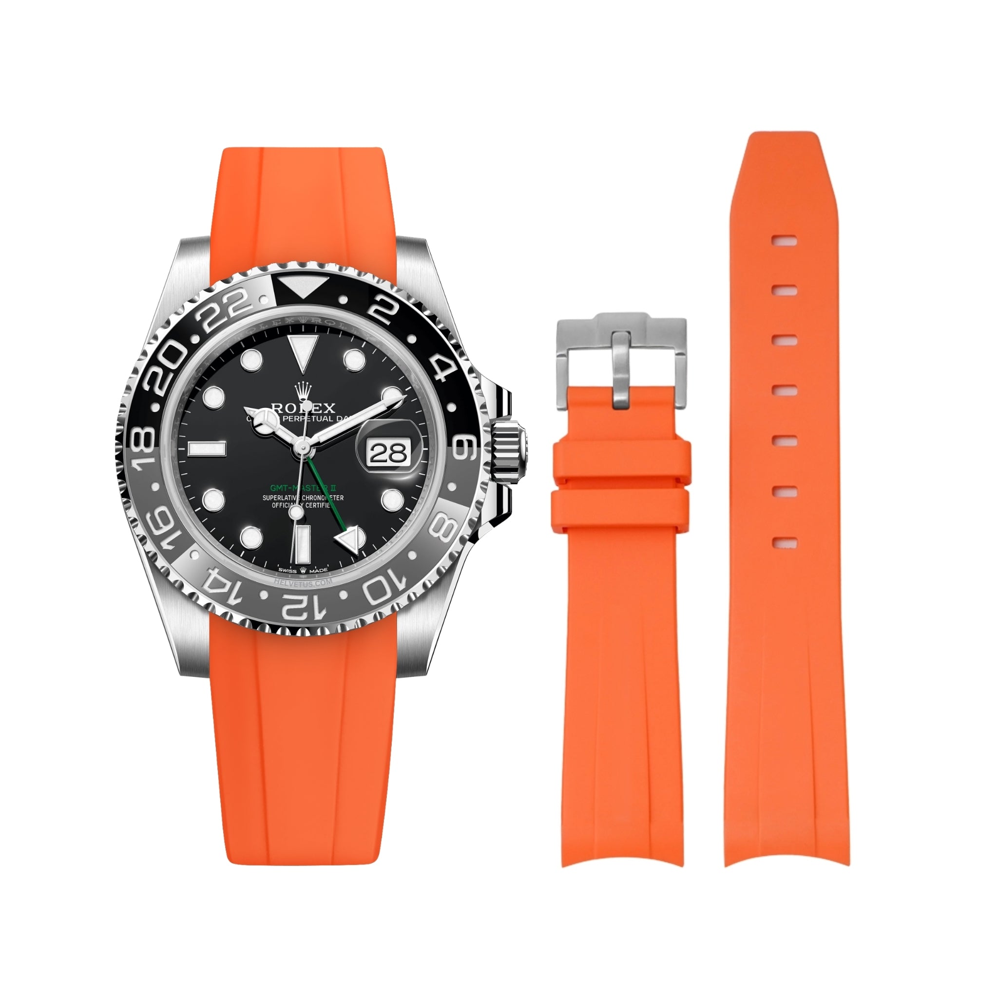 Kautschukarmband für Rolex GMT - Master II – Orange - Helvetus DE