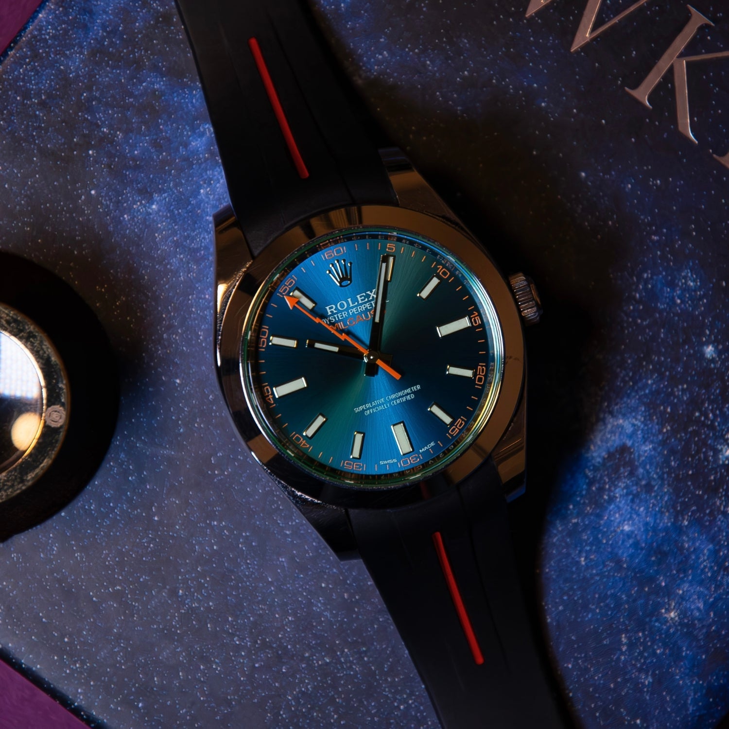 Kautschukarmband für Rolex Milgauss – LuxLine® - Schwarz/Rot - Helvetus DE