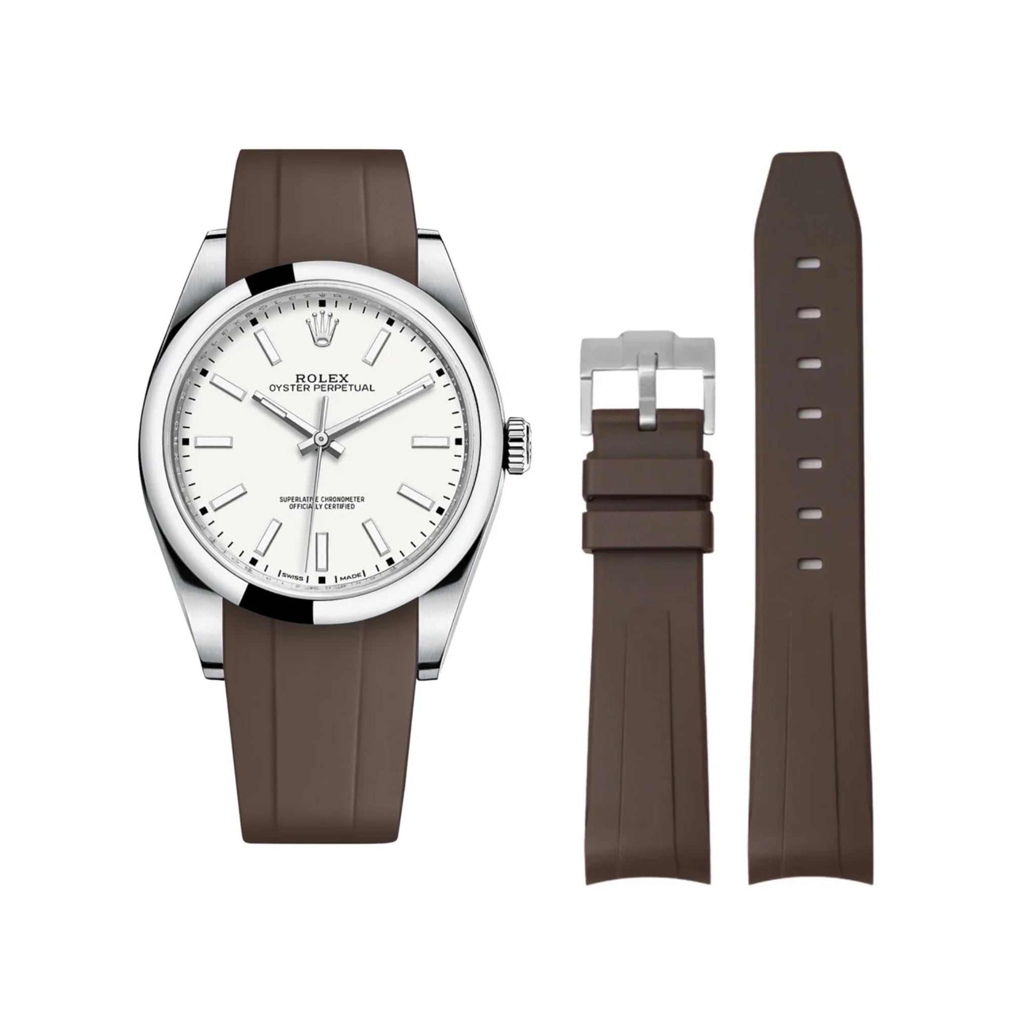Kautschukarmband für Rolex Oyster Perpetual 39mm – Braun - Helvetus DE