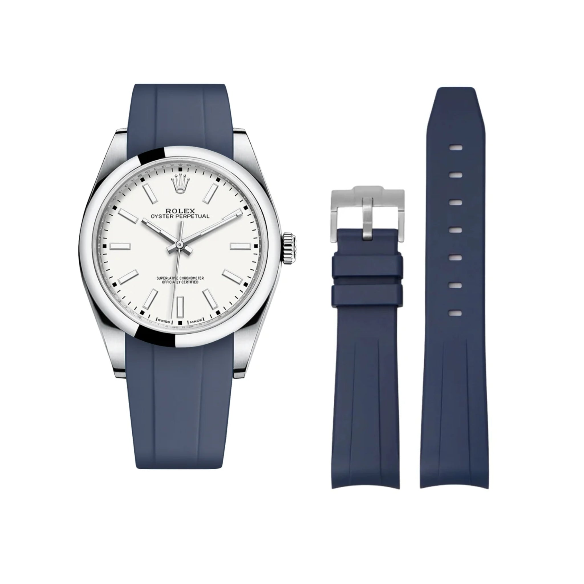 Kautschukarmband für Rolex Oyster Perpetual 39mm – Dunkel Blau - Helvetus DE