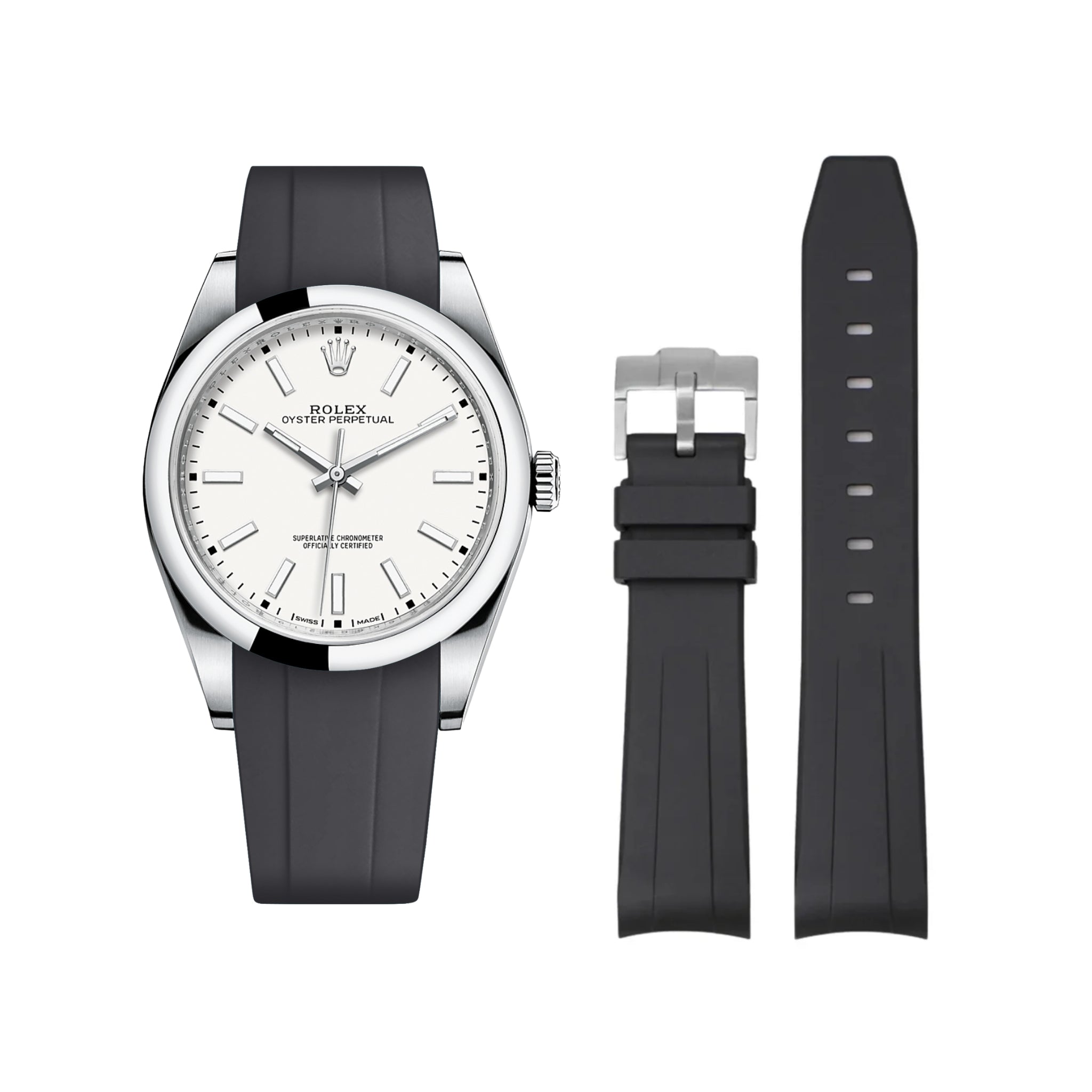 Kautschukarmband für Rolex Oyster Perpetual 39mm – Schwarz - Helvetus DE