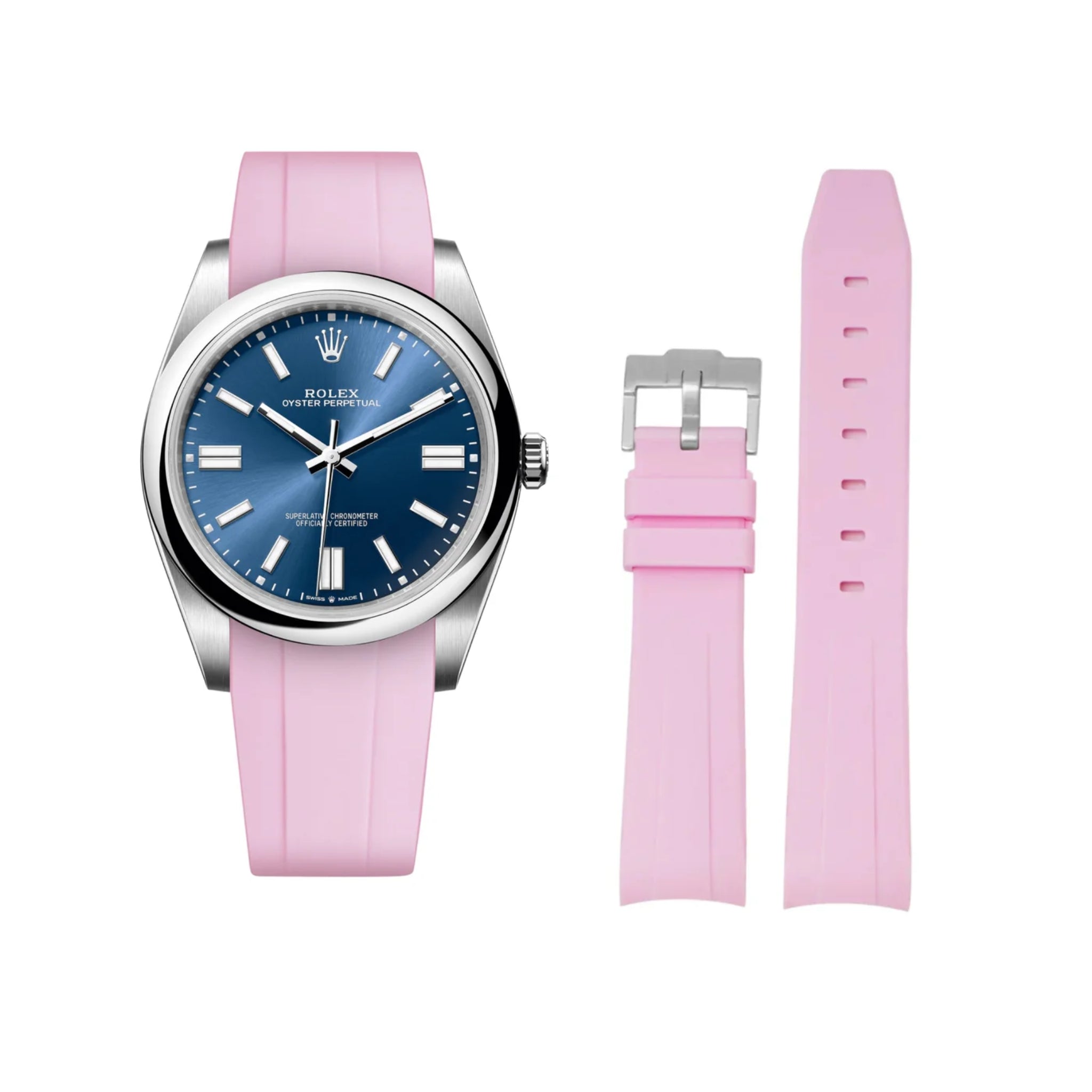 Kautschukarmband für Rolex Oyster Perpetual 41mm – Pink - Helvetus DE