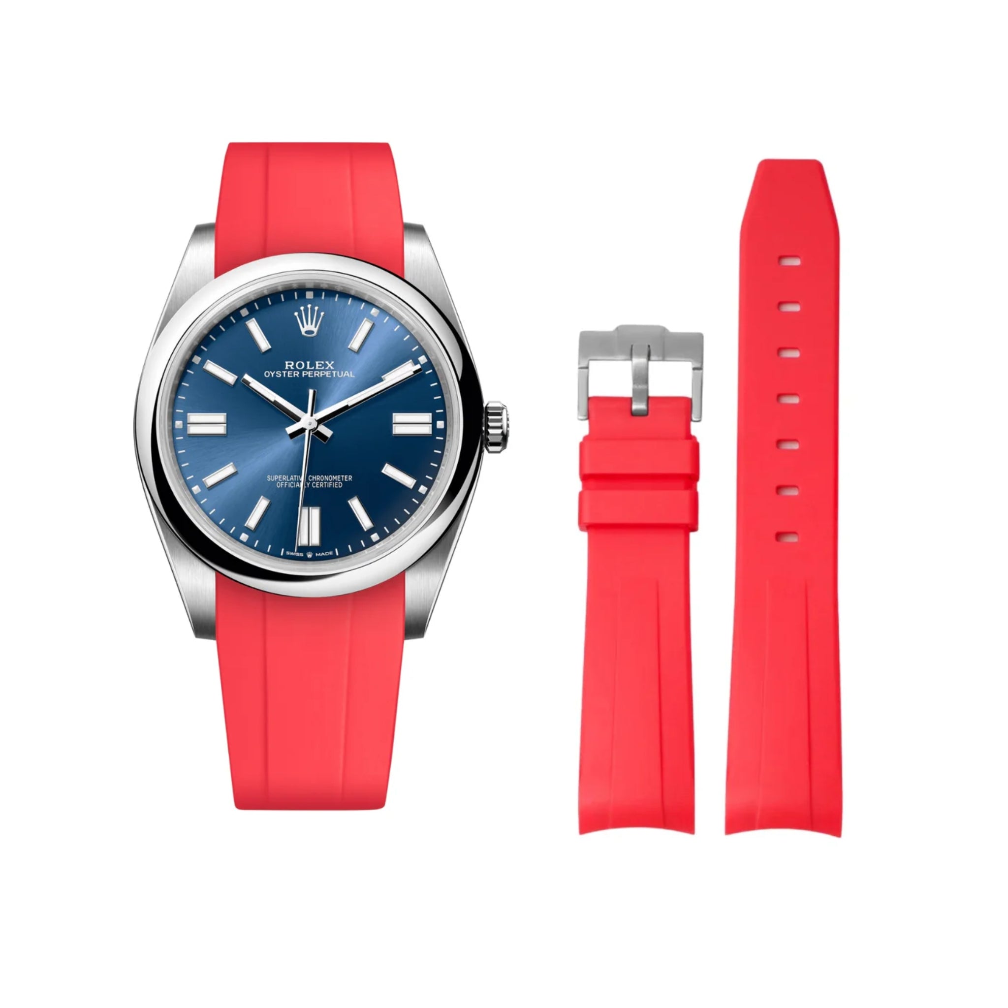 Kautschukarmband für Rolex Oyster Perpetual 41mm – Rot - Helvetus DE
