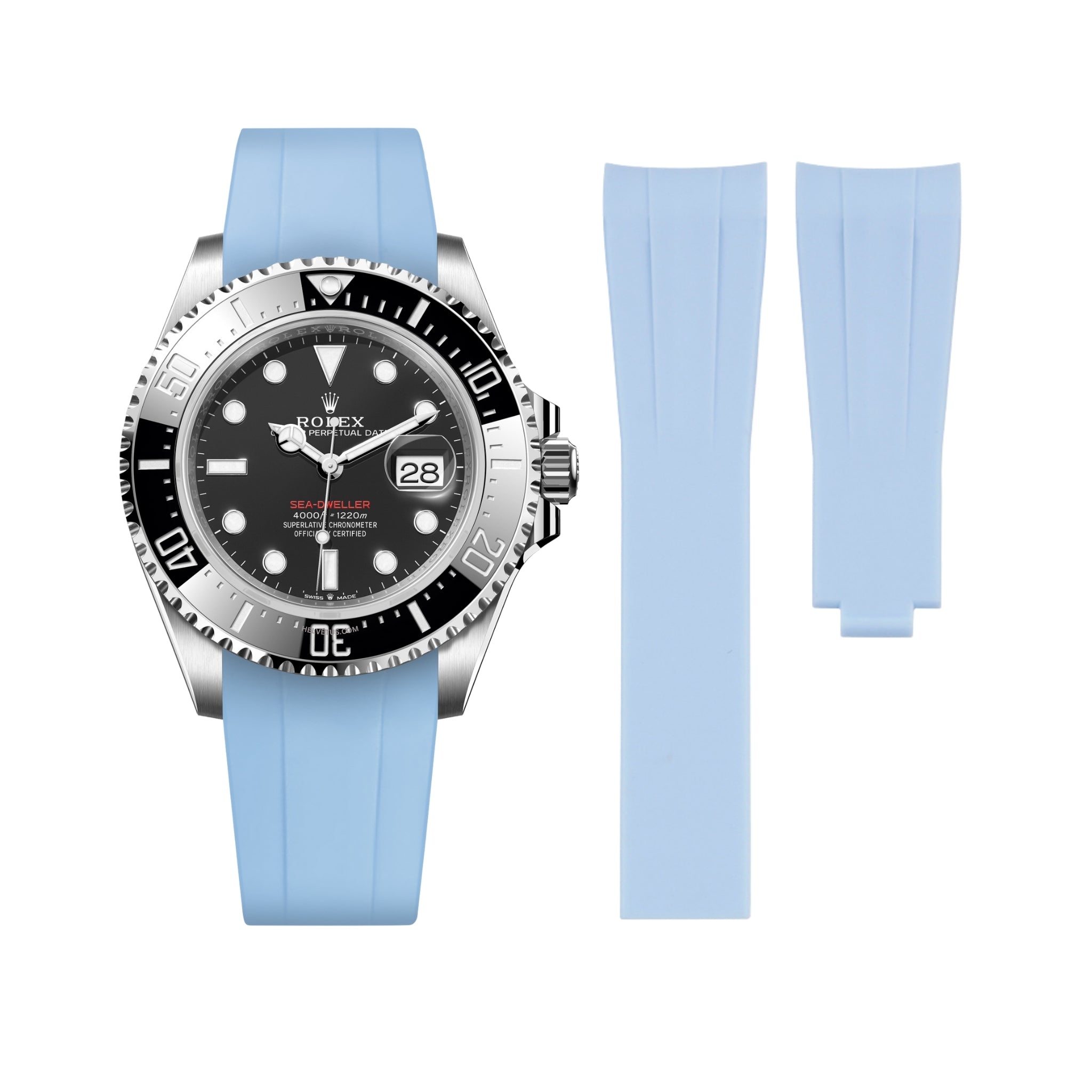 Kautschukarmband für Rolex Sea - Dweller – Baby Blau - Helvetus DE