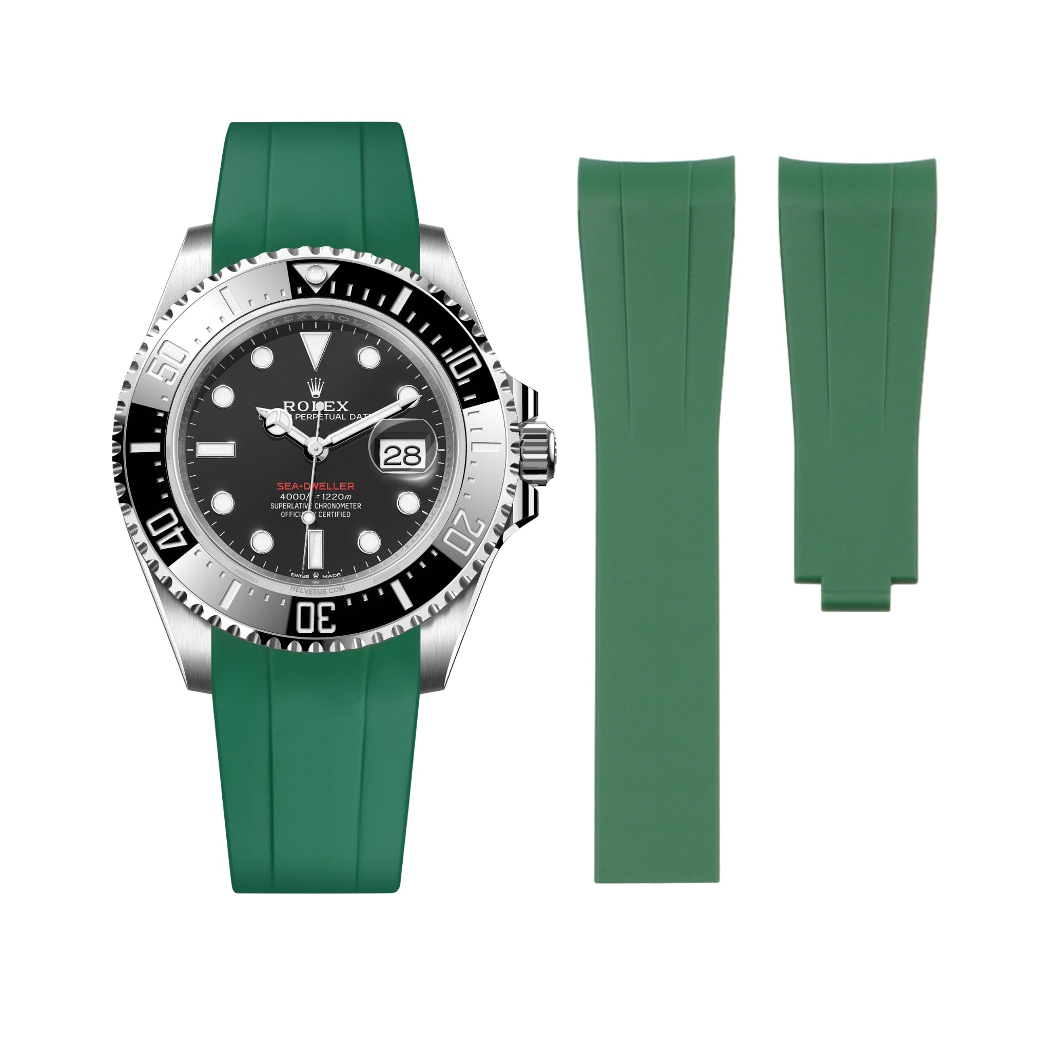 Kautschukarmband für Rolex Sea - Dweller – Grün - Helvetus DE