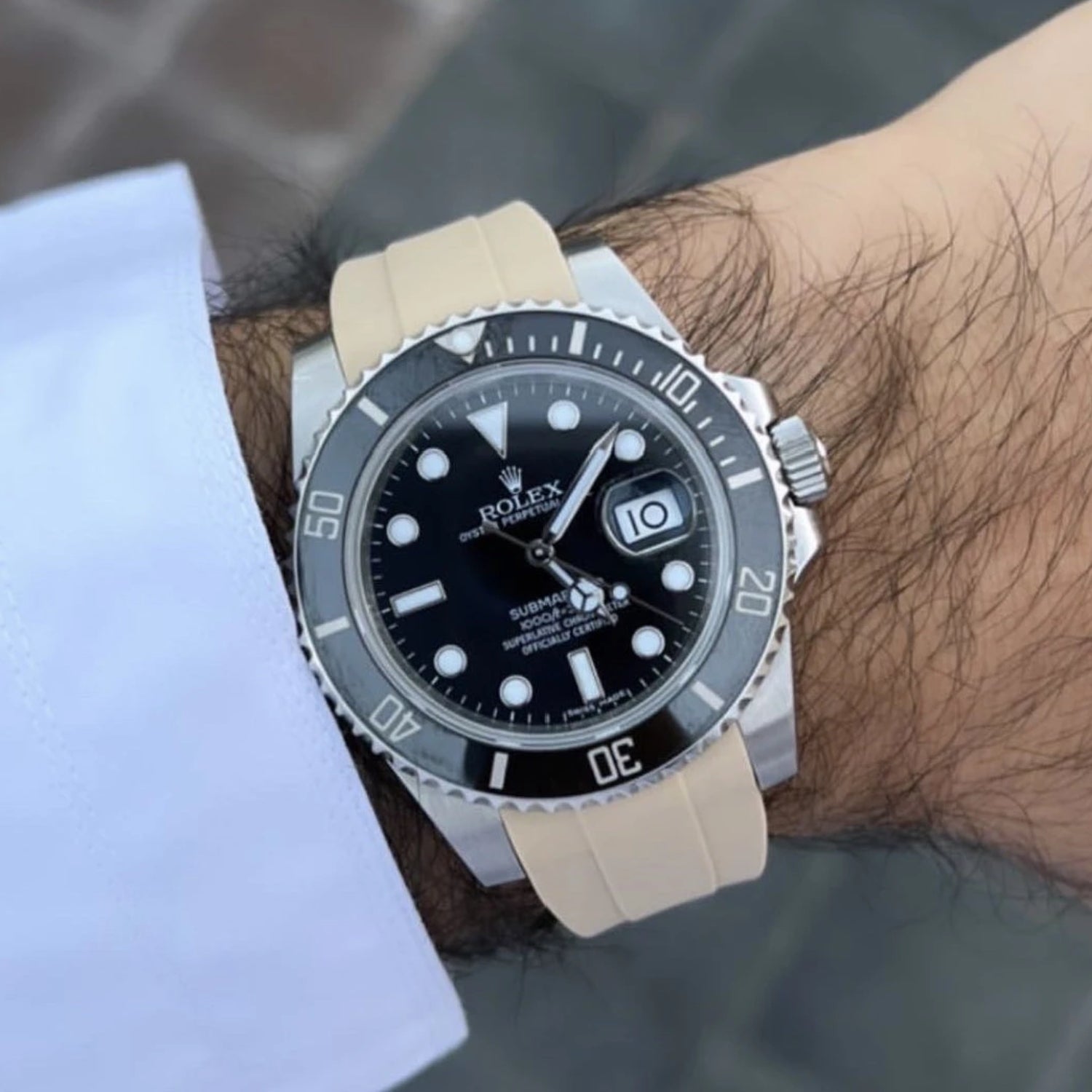 Kautschukarmband – für Rolex Submariner – Beige - Helvetus DE