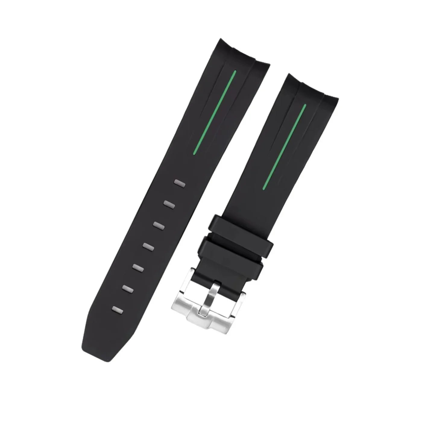 Kautschukarmband für Rolex Yacht - Master 40mm/42mm – Schwarz/Grün Linie | LuxLine® - Helvetus DE