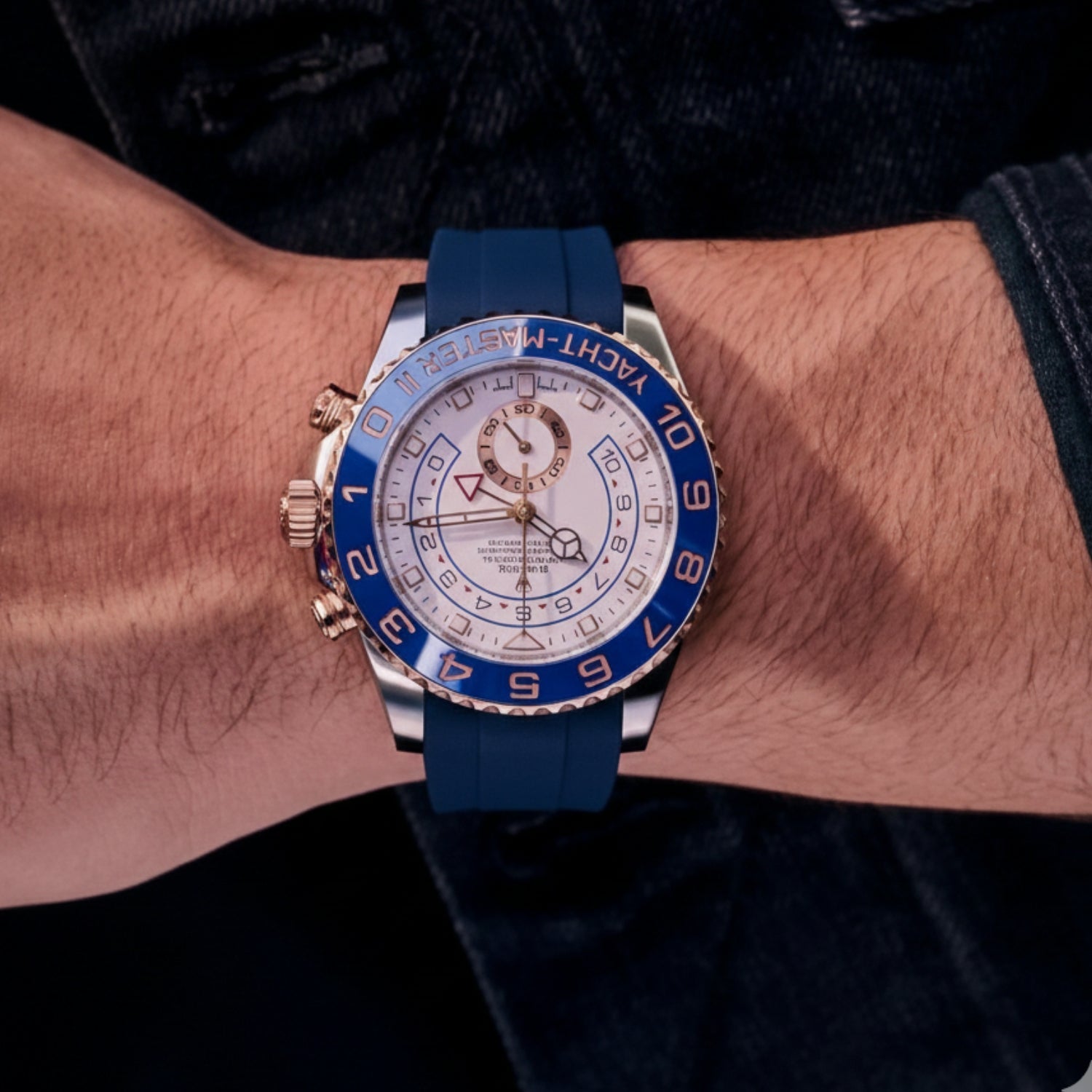 Kautschukarmband für Rolex Yacht - Master II 44mm - Dunkel Blau - Helvetus DE