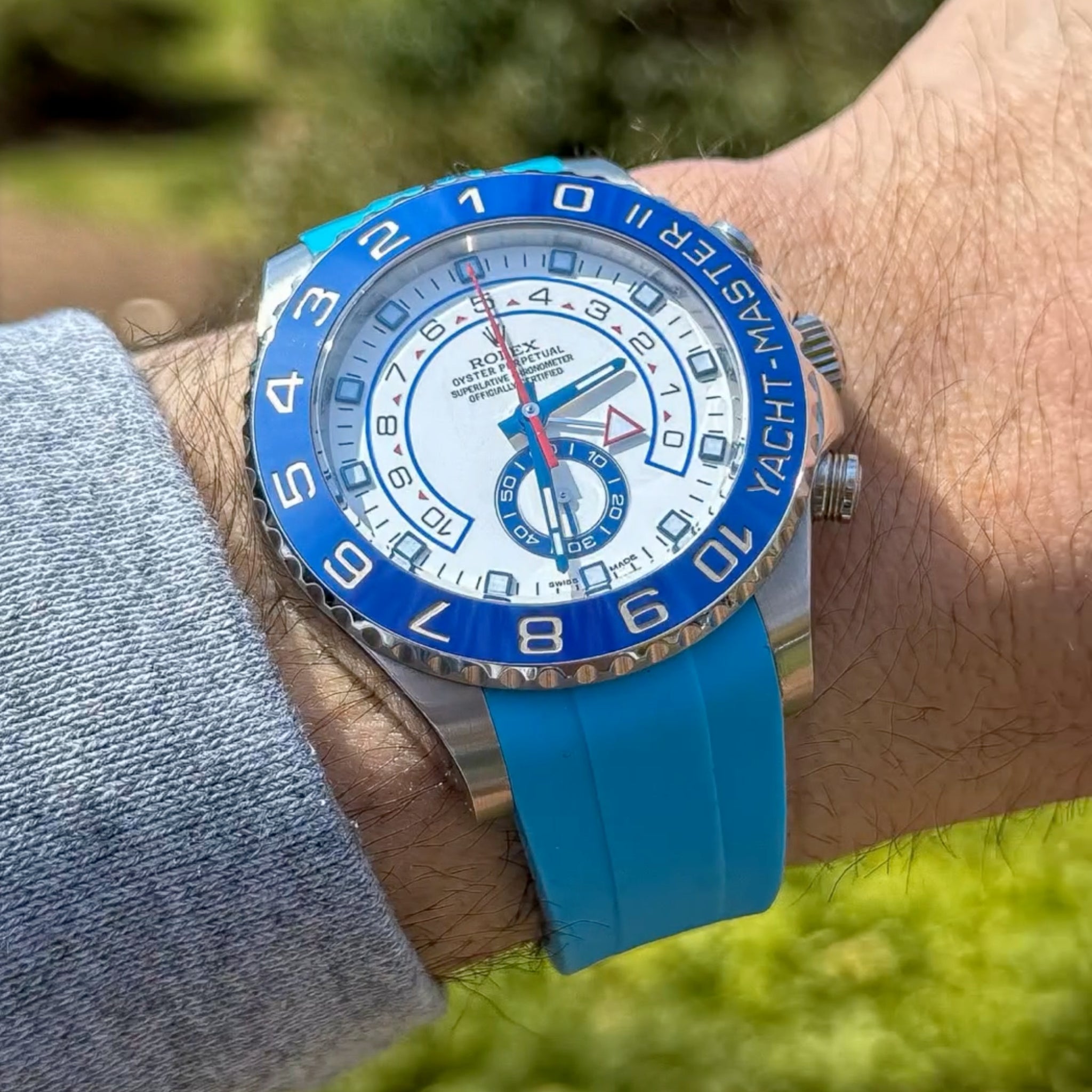 Kautschukarmband für Rolex Yacht - Master II 44mm - Hell Blau - Helvetus DE