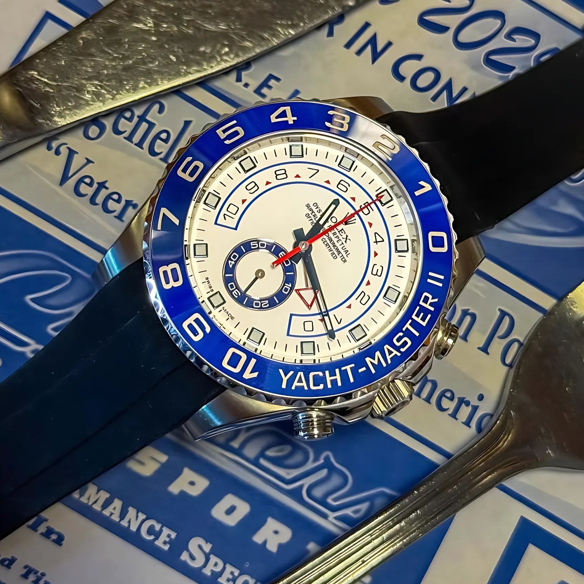 Kautschukarmband für Rolex Yacht - Master II 44mm - Schwarz - Helvetus DE