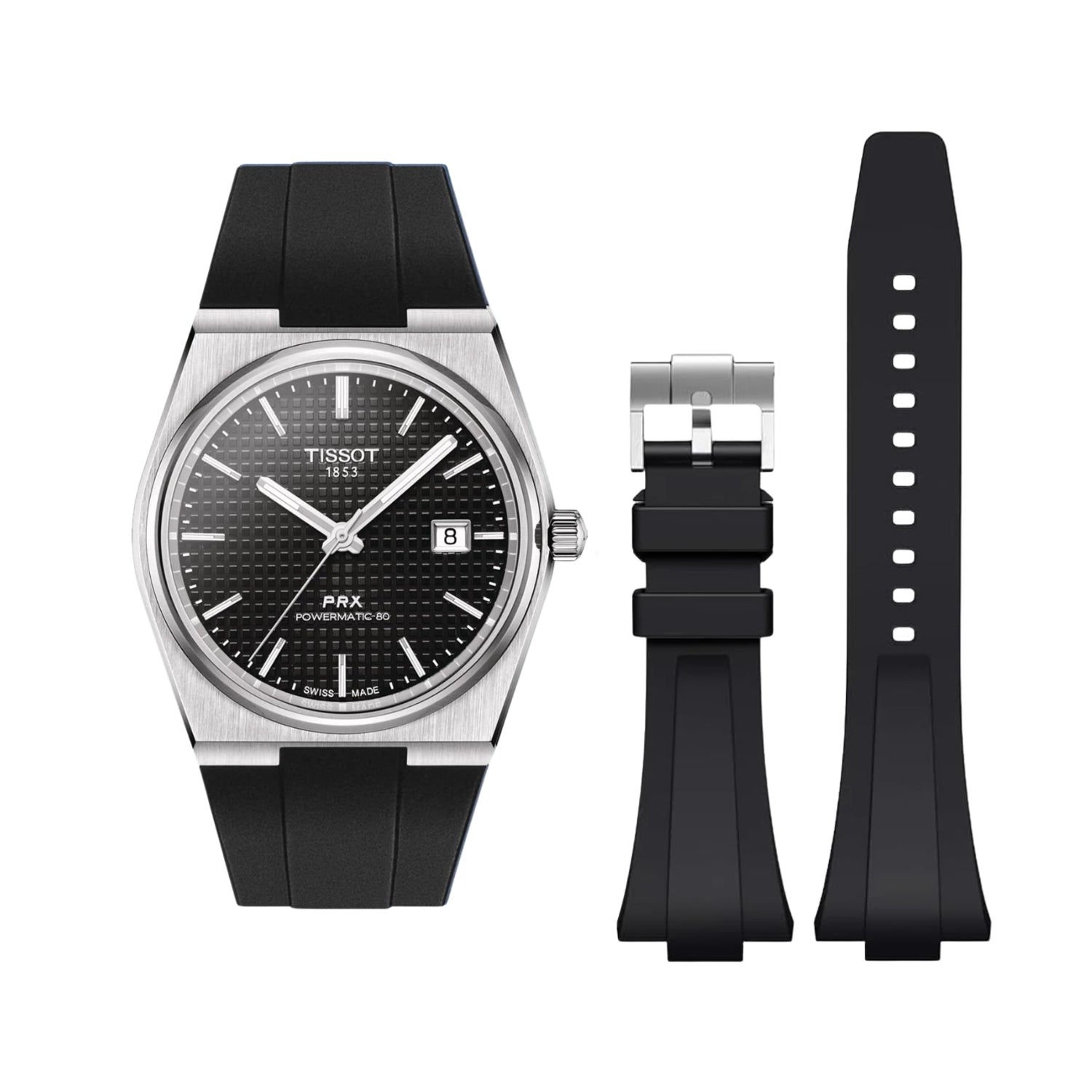 Kautschukarmband – Für Tissot PRX – Schwarz - Helvetus DE