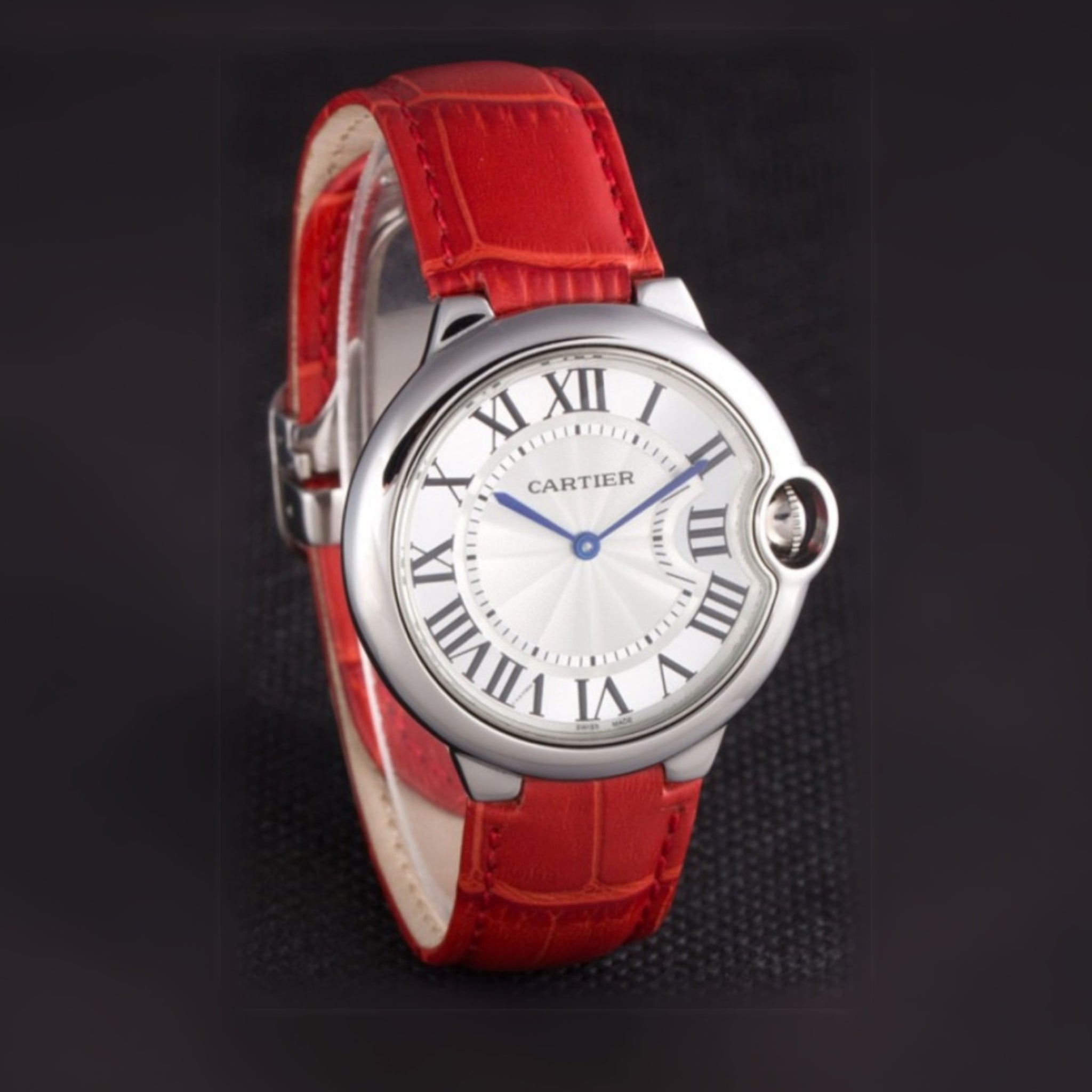 Leder Armband für Cartier Ballon Bleu – Rot - Helvetus DE