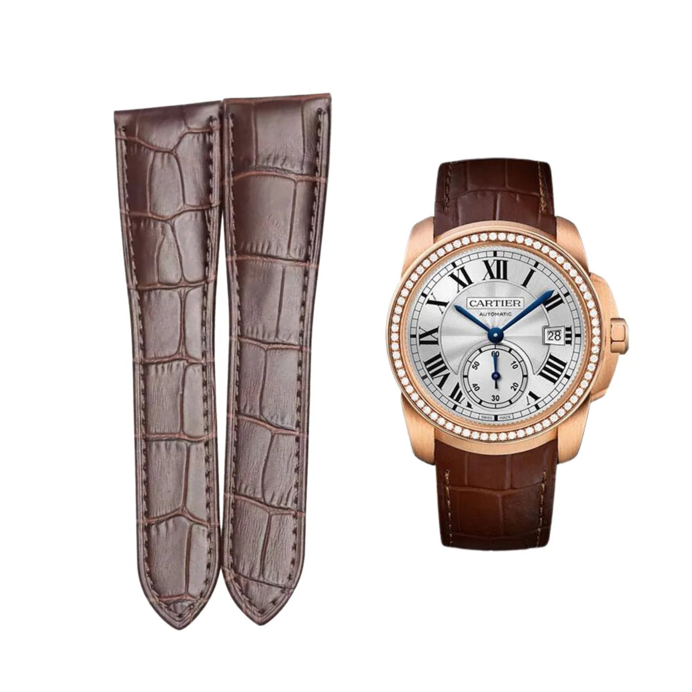 Leder Armband - fur Cartier Calibre - Braun - Helvetus DE