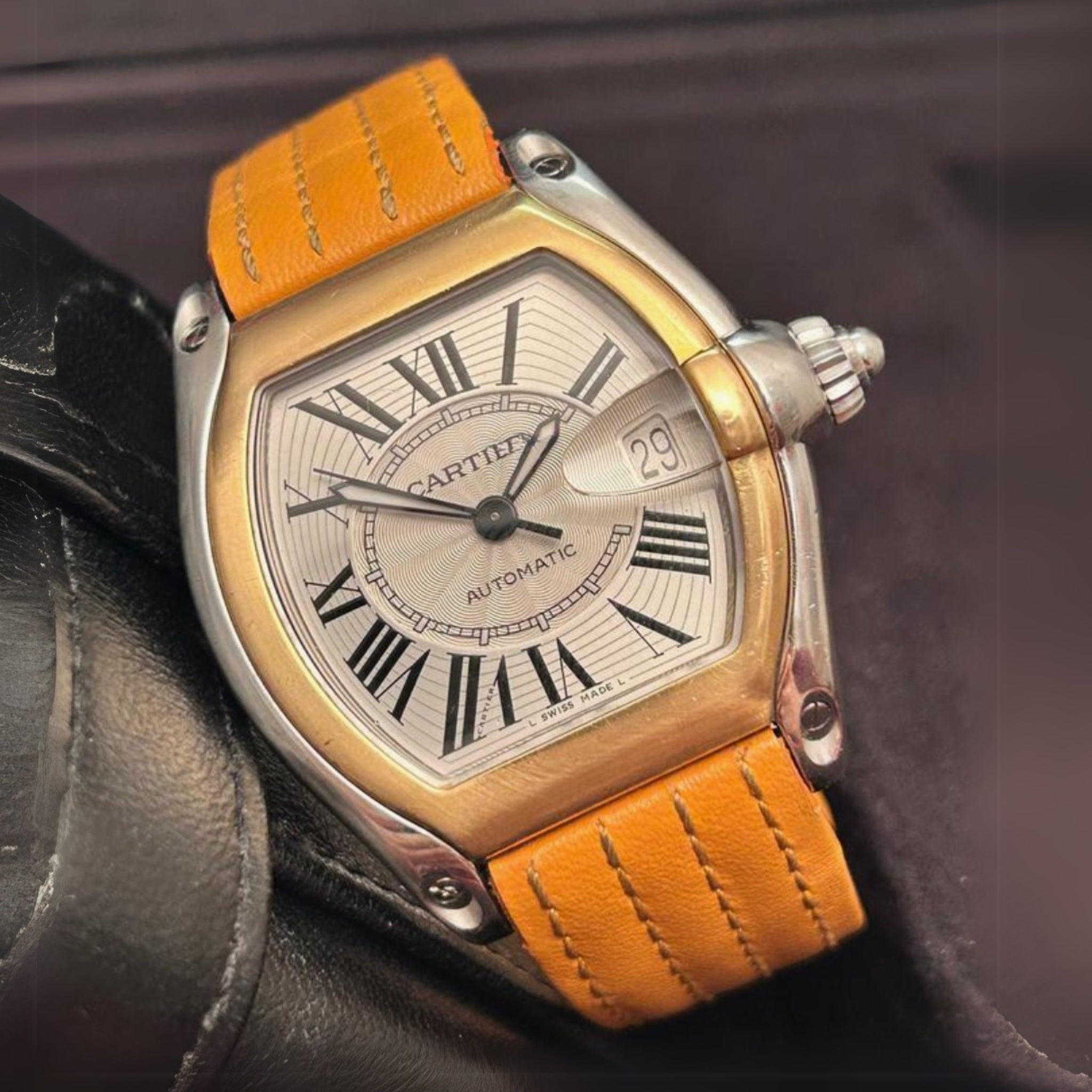 Leder Armband - für Cartier Roadster - Orange - Helvetus DE
