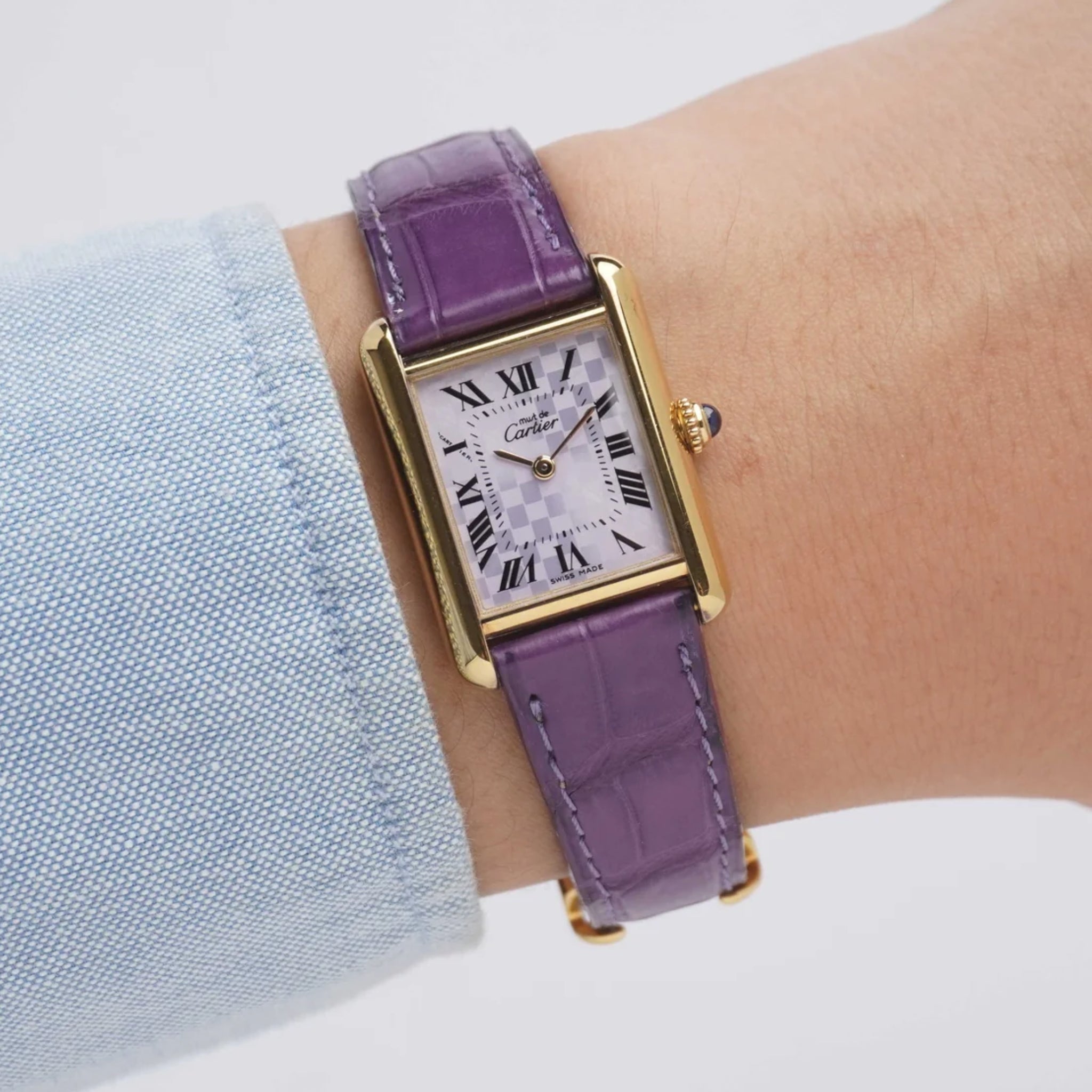 Leder Armband - für Cartier Tank - Lila - Helvetus DE