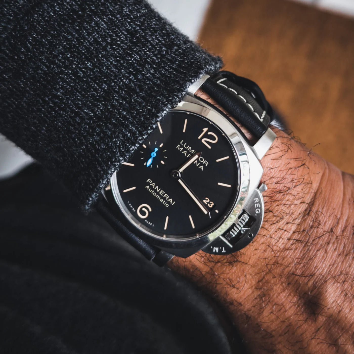 Leder Armband - Für Panerai - Leder Schwarz - Helvetus DE