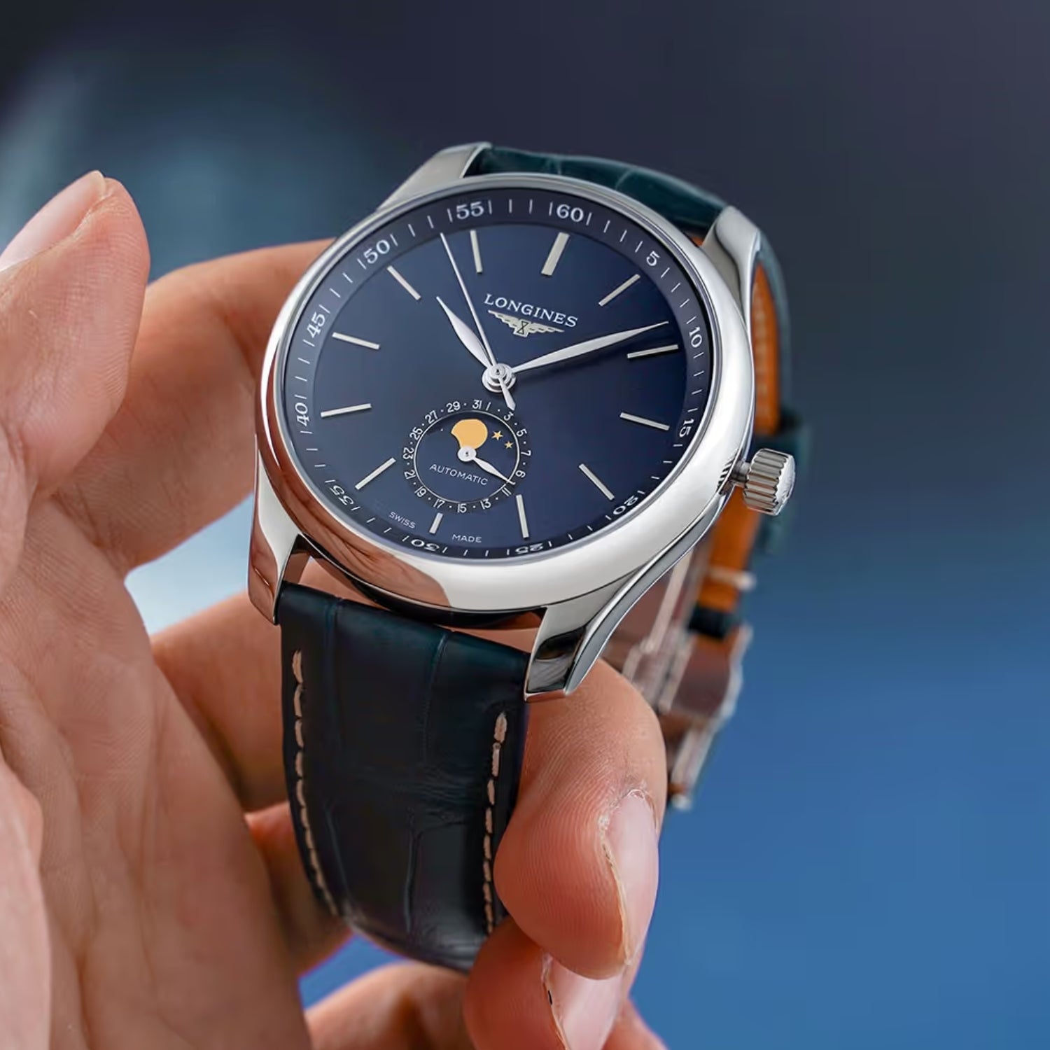 Lederarmband – Für Longines Master Collection – Blau - Helvetus DE