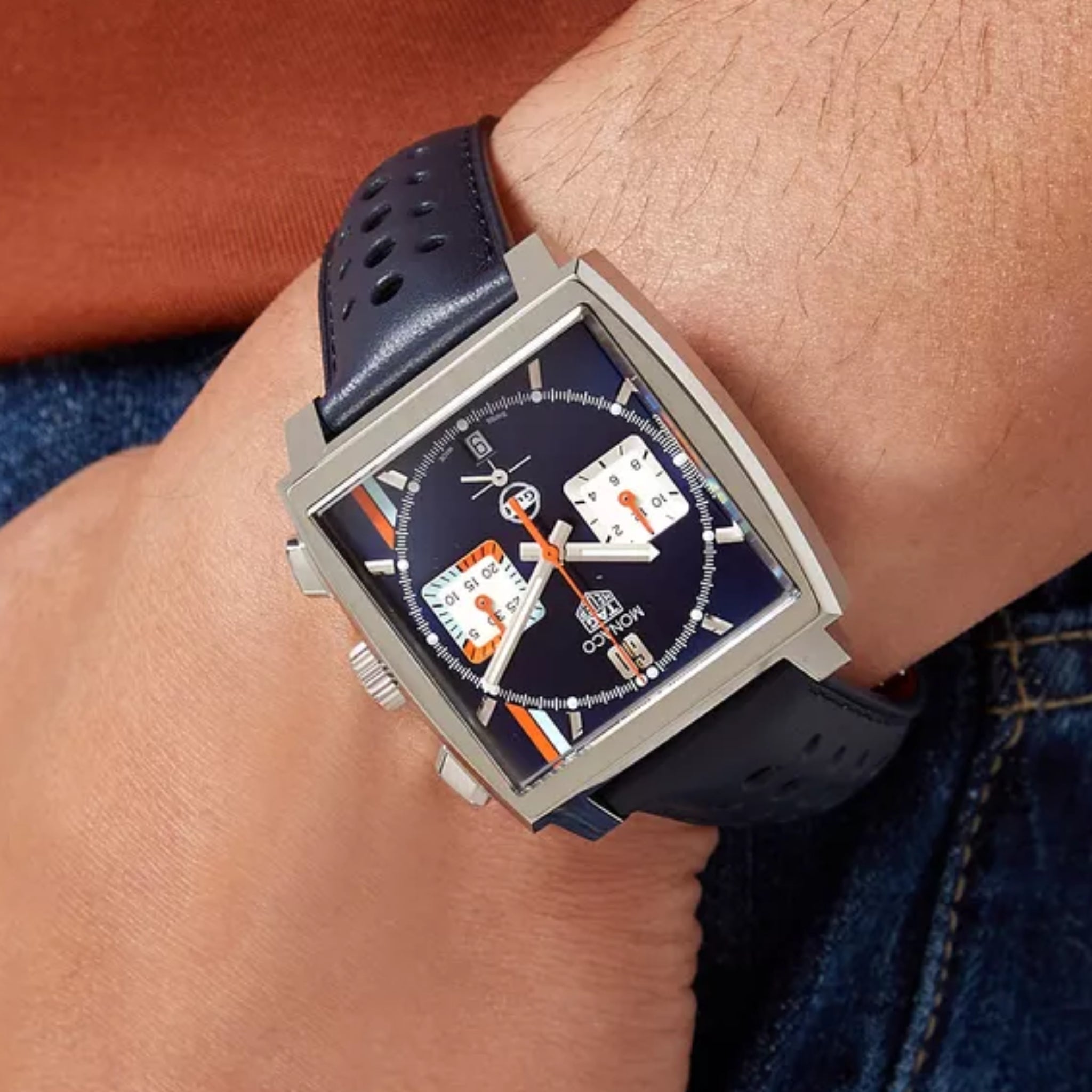 Lederarmband – Für Tag Heuer Monaco – Blau - Helvetus DE
