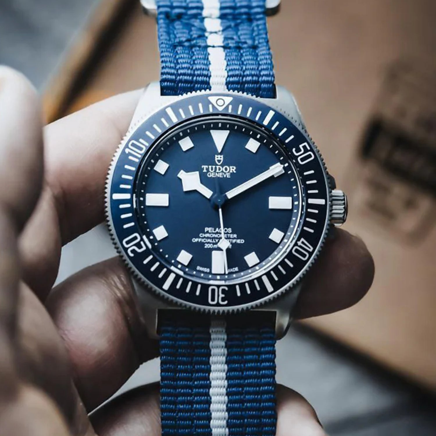 Nylon Armband - Für Tudor Pelagos FXD - Blau/Grau - Helvetus DE