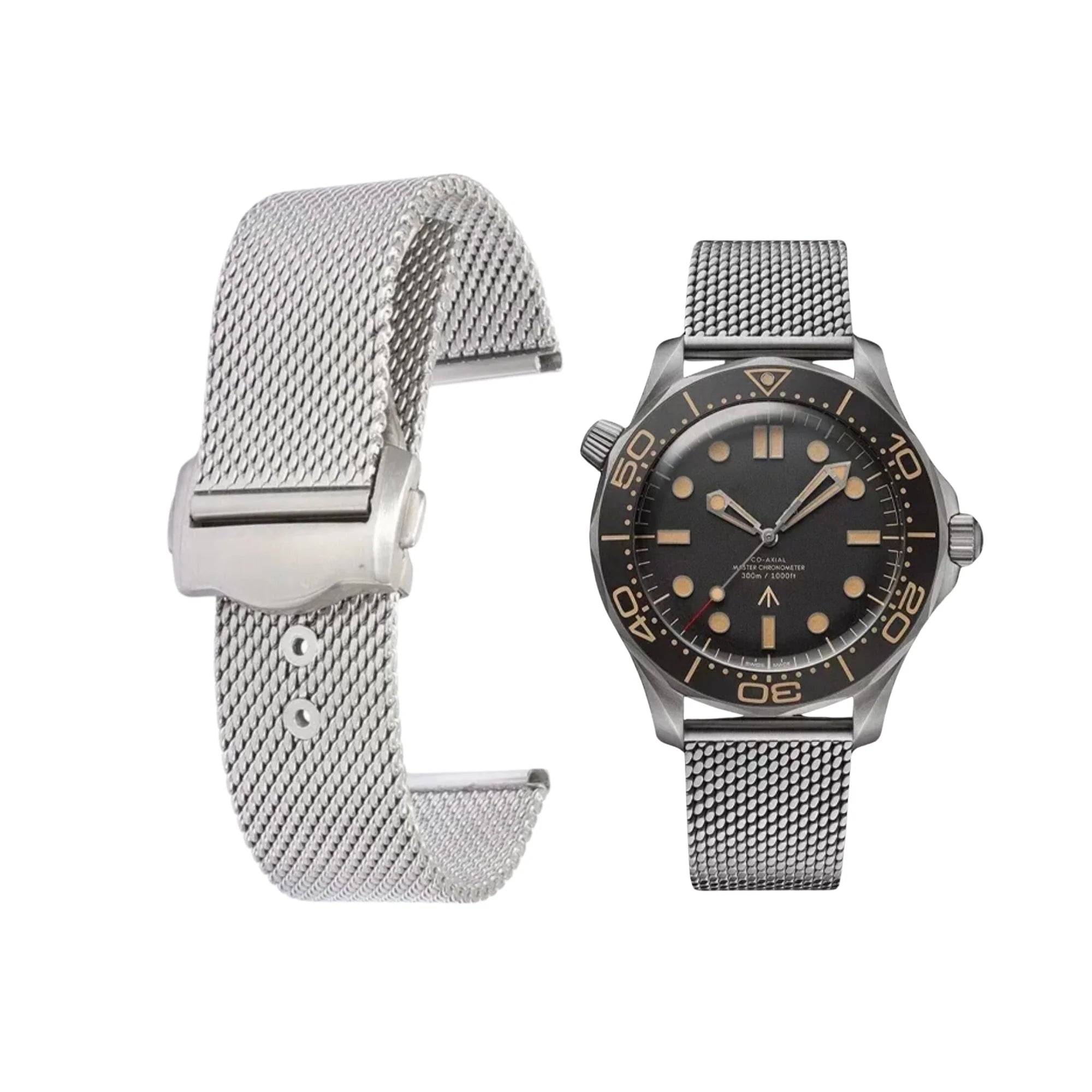 Omega Seamaster James Bond 007 Mesh Armband – In Edelstahl – Silber - Helvetus DE