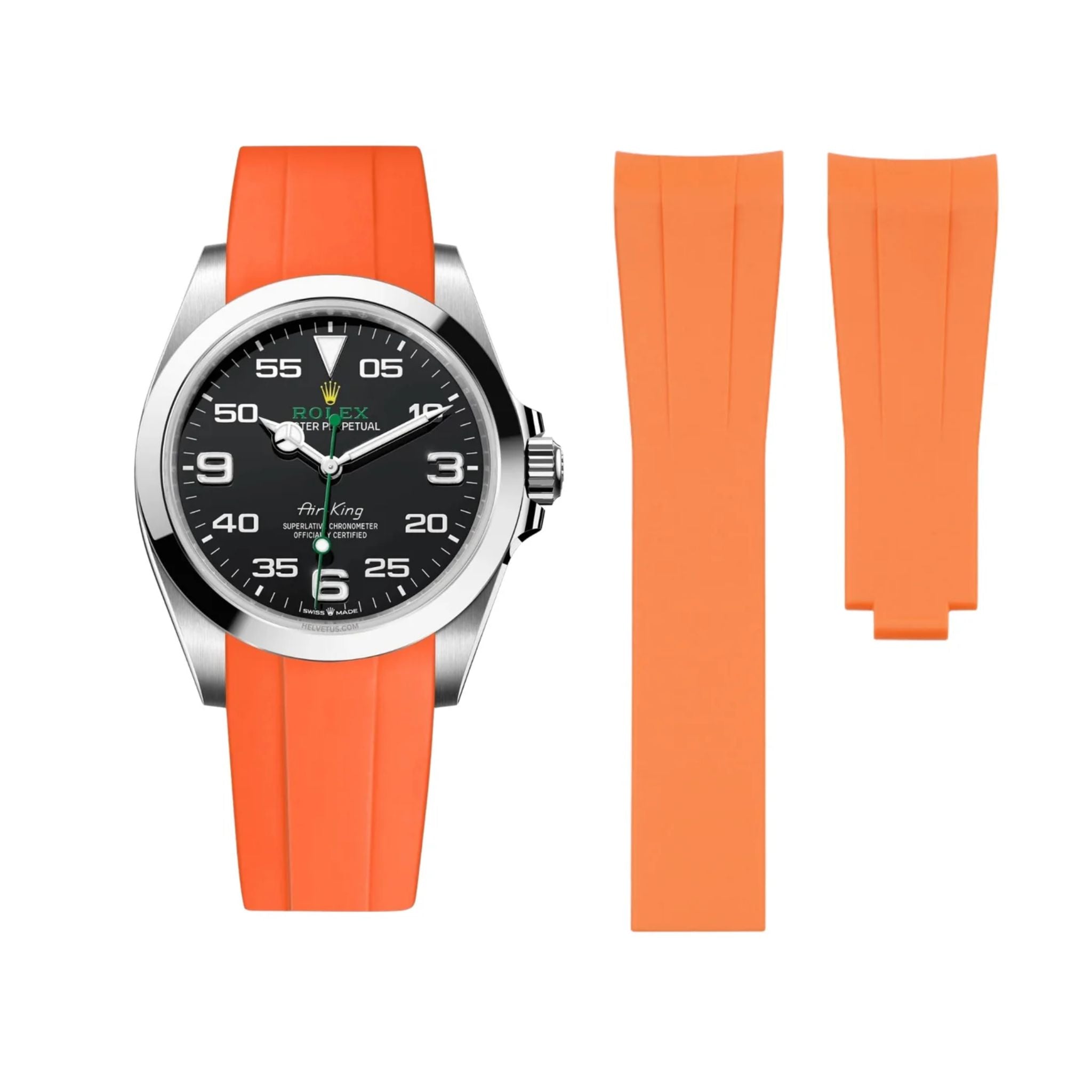 Faltschließe Kautschukarmband für Rolex Air - King 126900/116900 – Orange - Helvetus DE