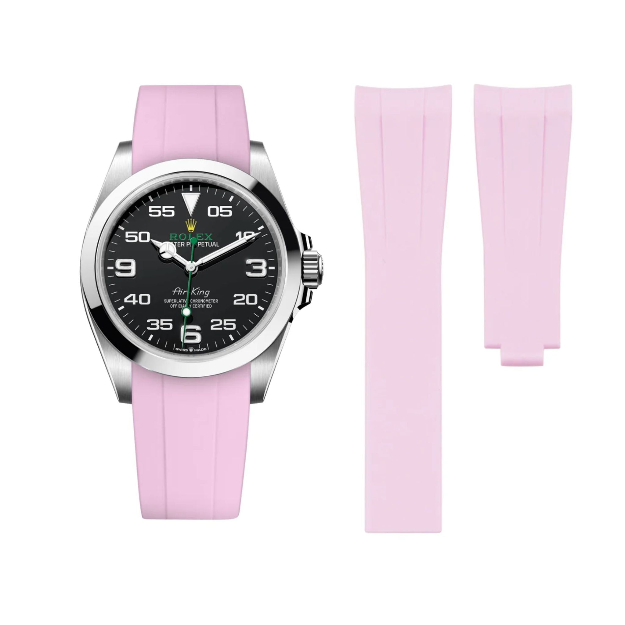 Faltschließe Kautschukarmband für Rolex Air - King 126900/116900 – Pink - Helvetus DE