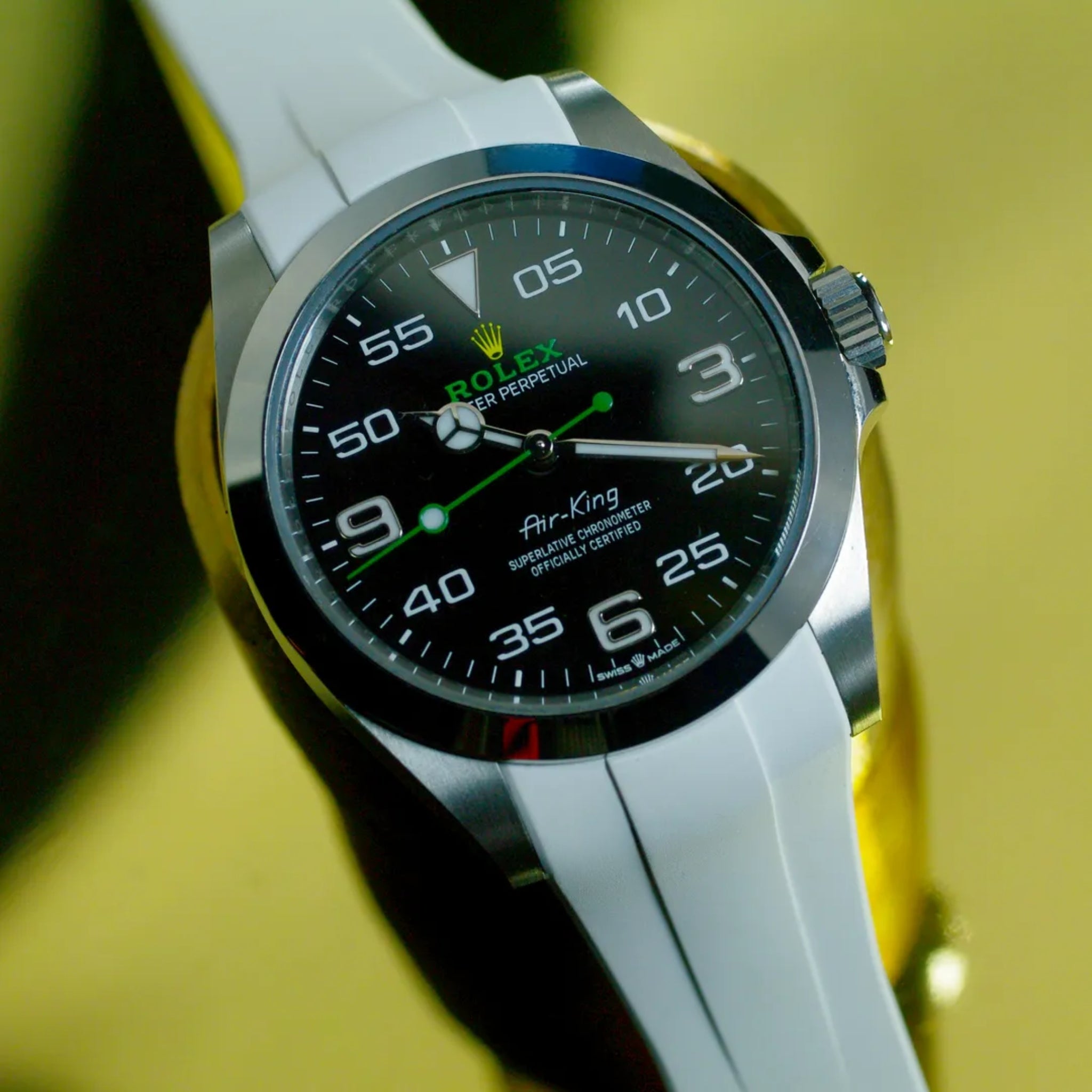 Faltschließe Kautschukarmband für Rolex Air - King 126900/116900 – Weiss - Helvetus DE