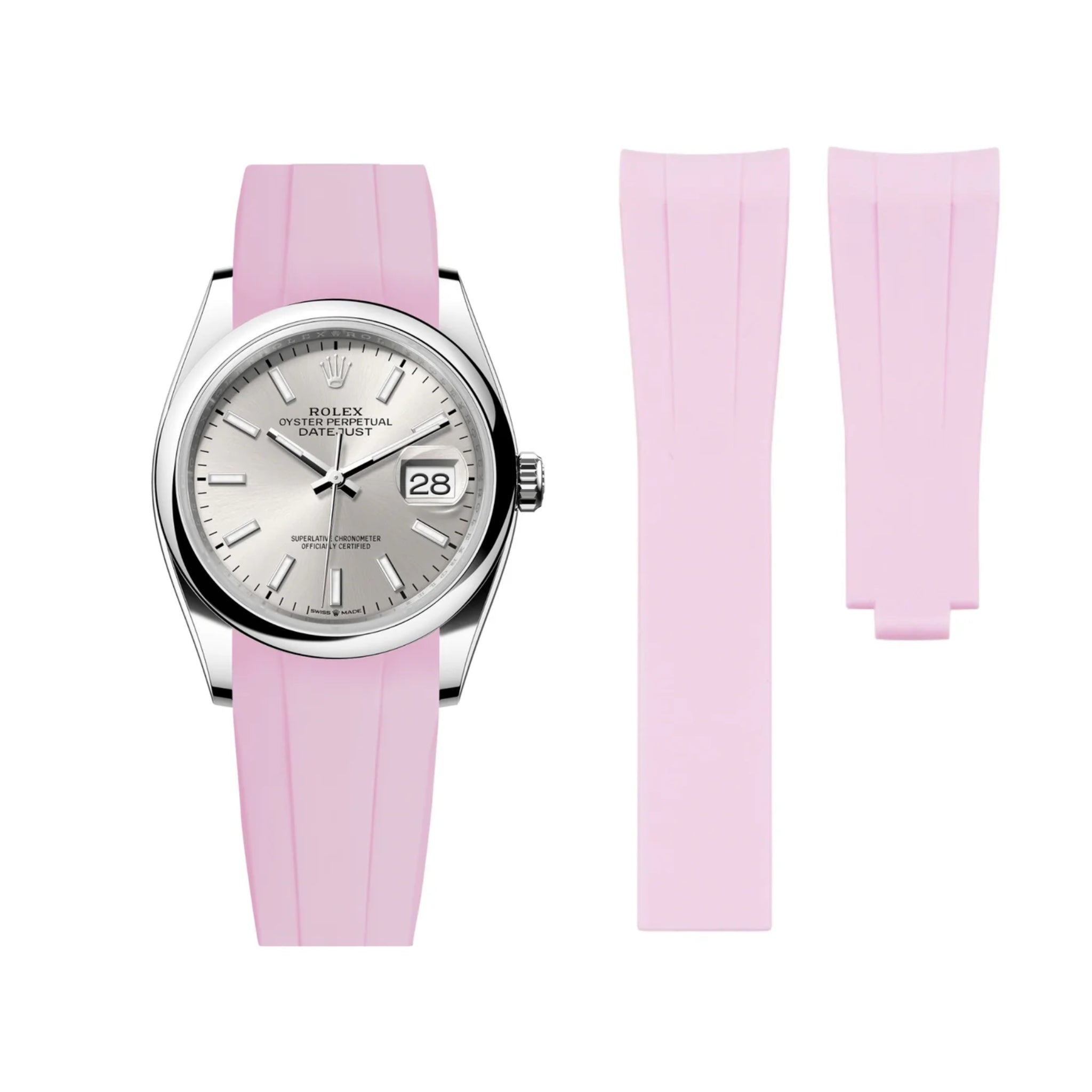 Faltschließe Kautschukarmband für Rolex Datejust 36 – Pink - Helvetus DE